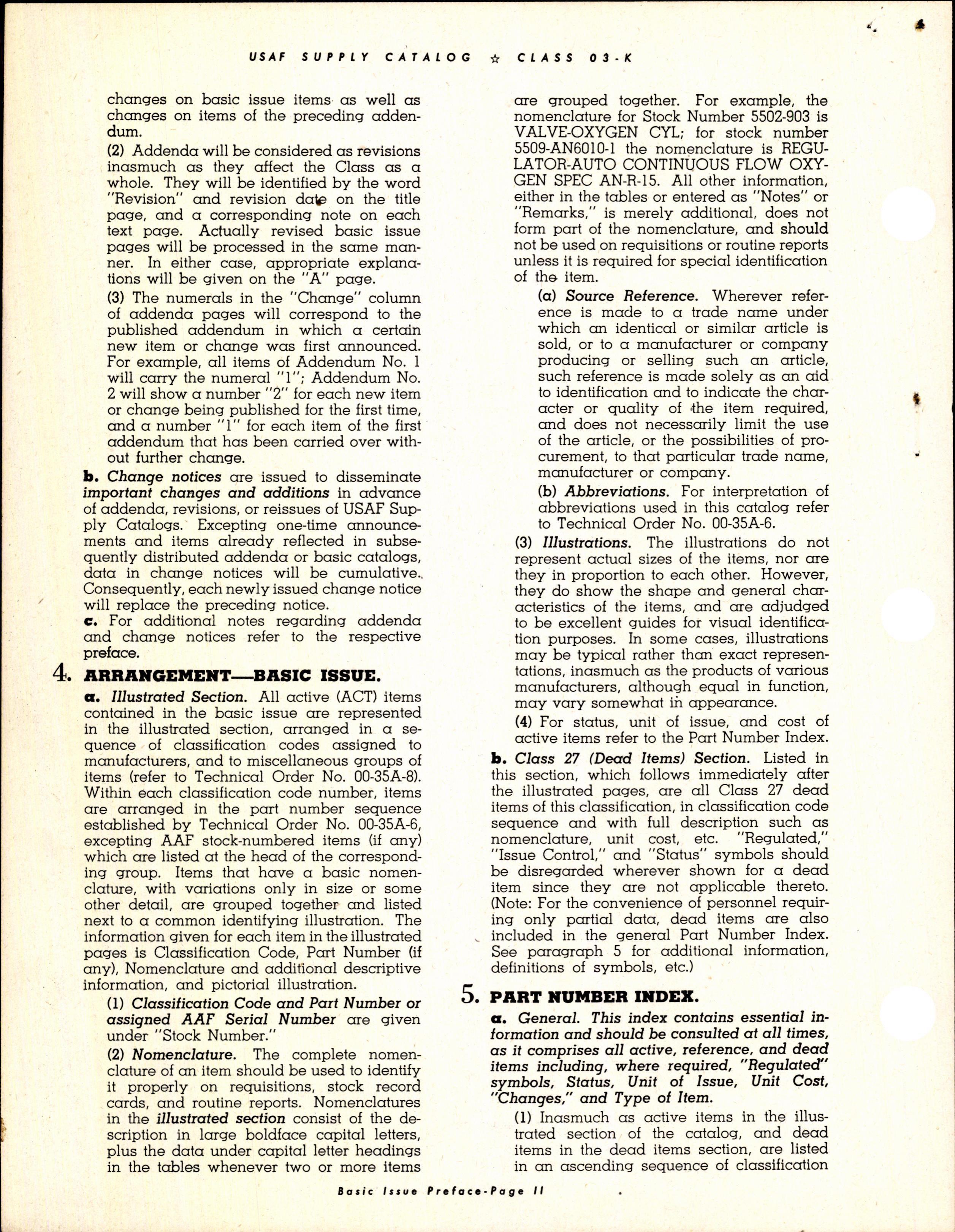 Sample page 4 from AirCorps Library document: USAF Supply Catalog Class 03-K Code 5500 Aircraft Breathing Oxygen Equipment