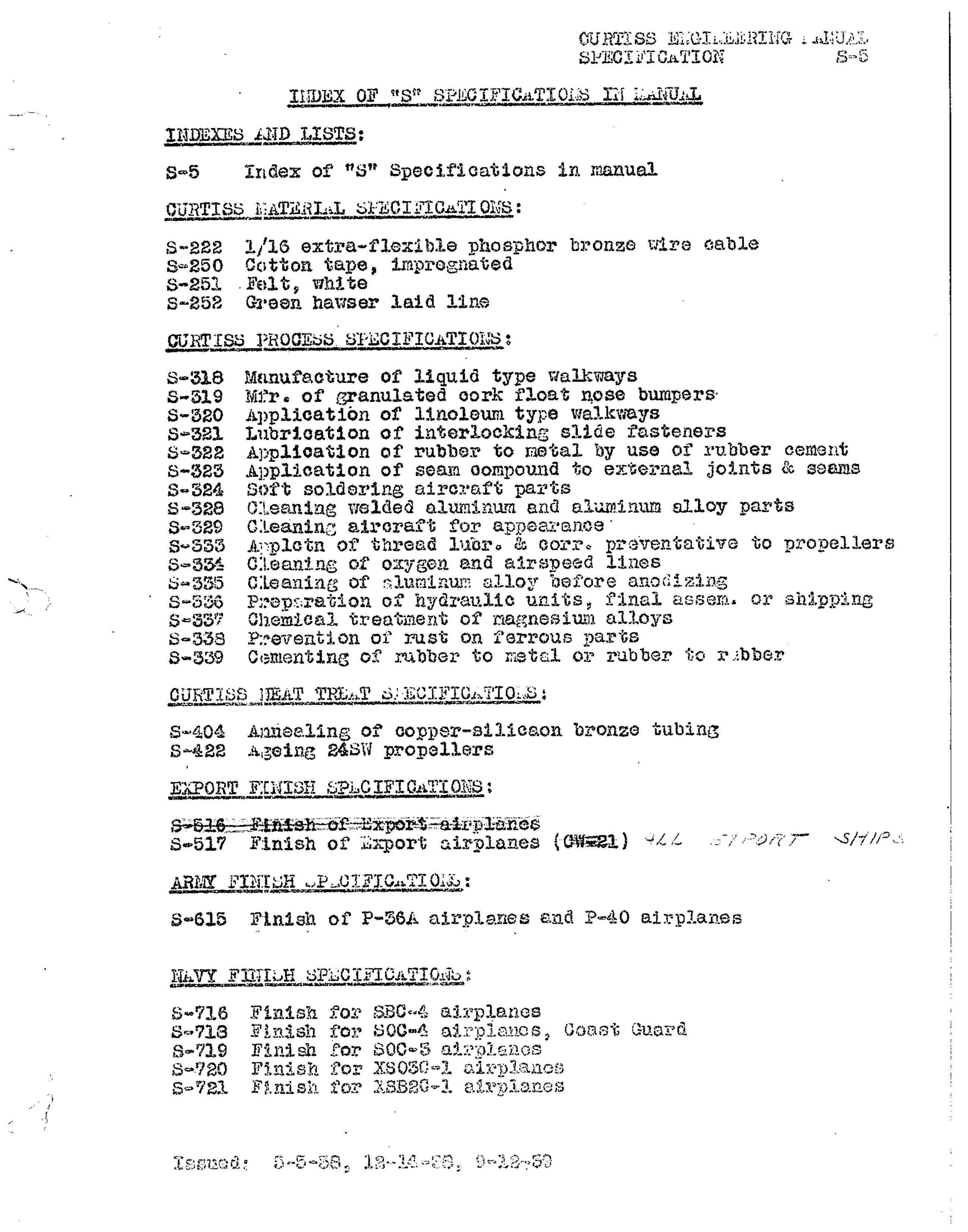 Sample page 1 from AirCorps Library document: Curtiss Engineering Manual - Specifications