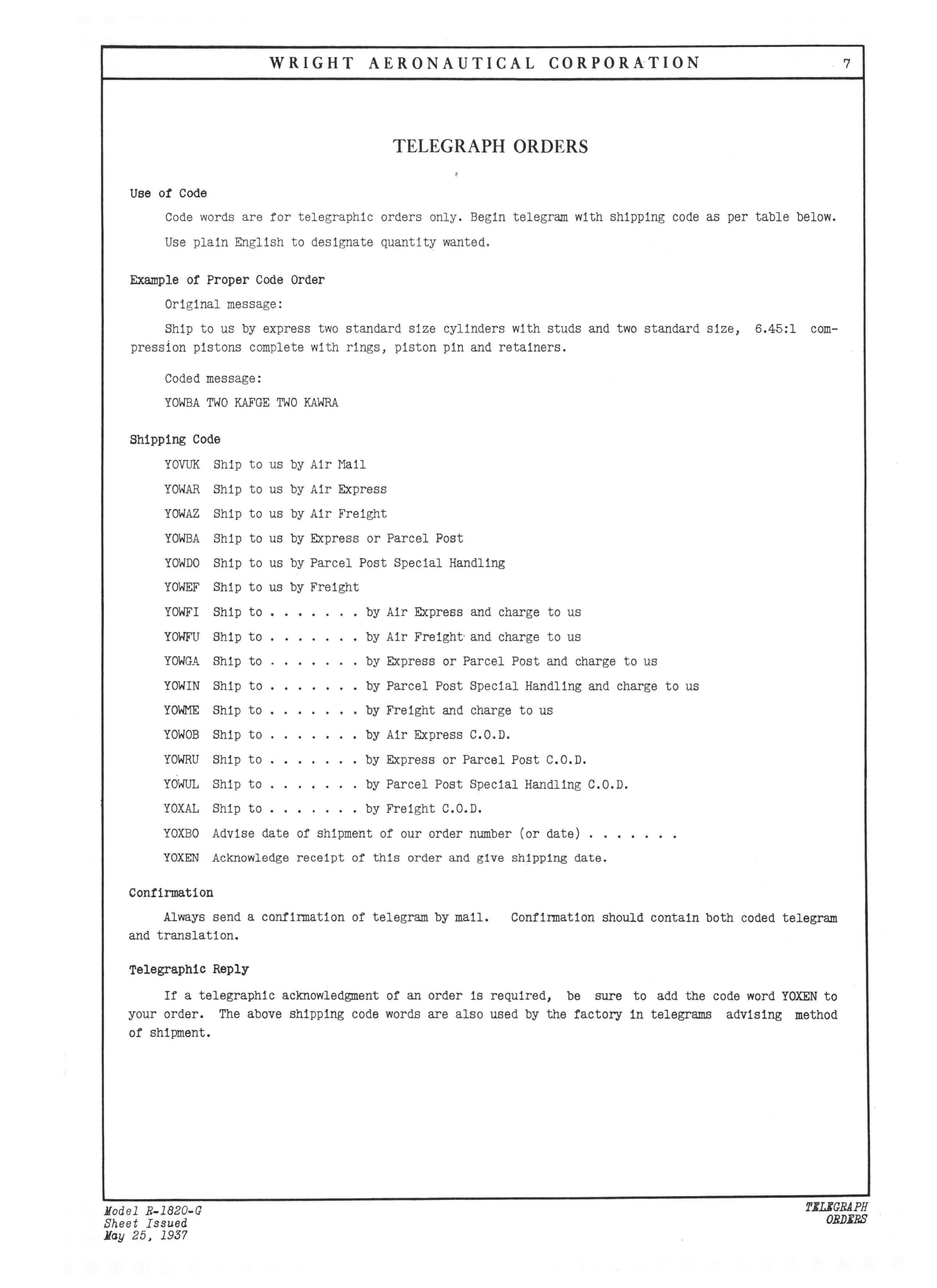 Sample page 9 from AirCorps Library document: Parts Catalog for Wright Cyclone Engines R-1820-G (Excluding -100 Series)