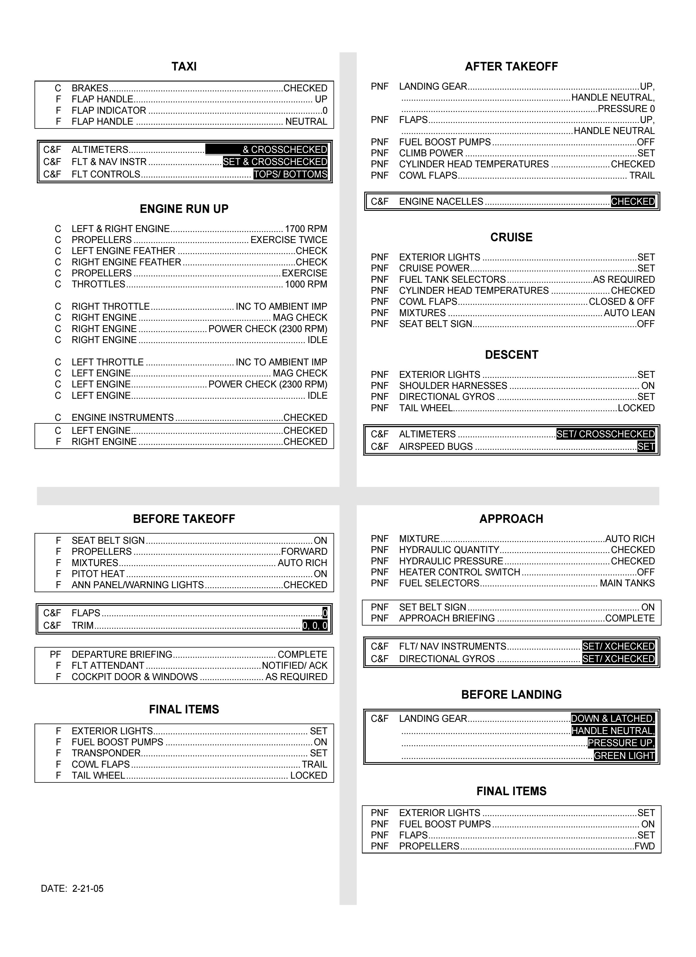 Sample page 2 from AirCorps Library document: DC-3 Normal Checklist