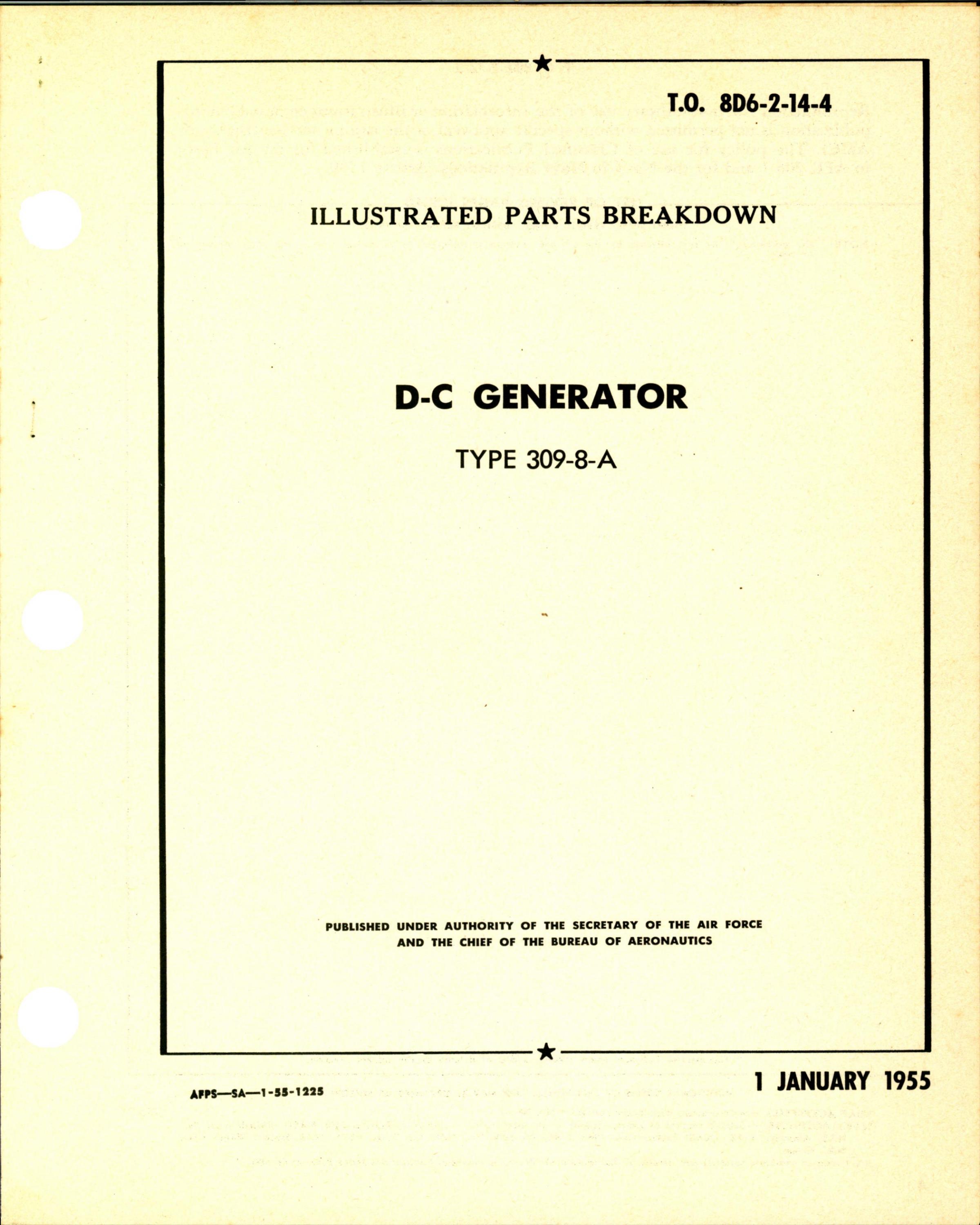 Sample page 1 from AirCorps Library document: Illustrated Parts Breakdown D-C Generator Type 309-8-A