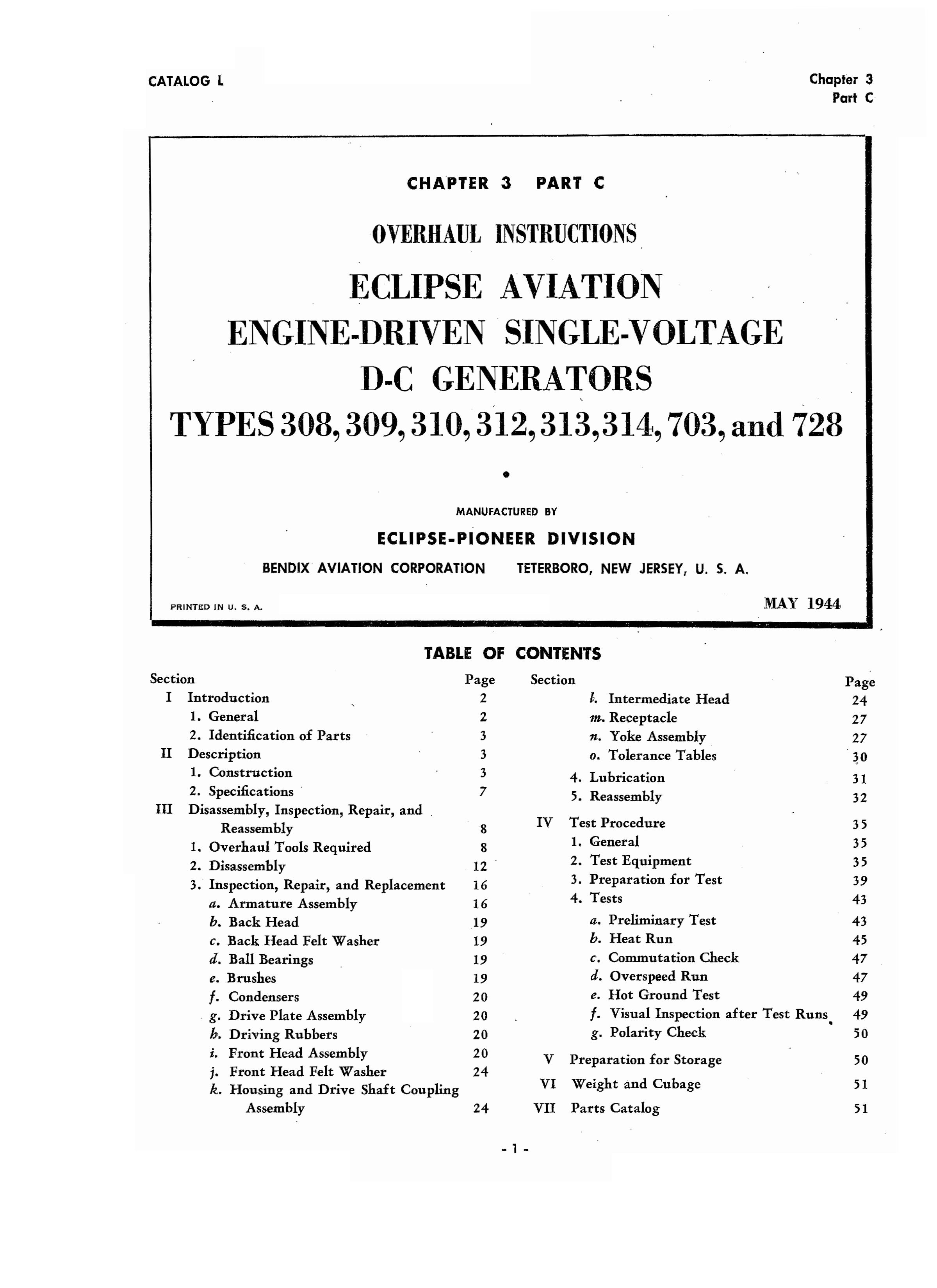 Sample page 1 from AirCorps Library document: Engine-Driven Single-Voltage D-C Generators