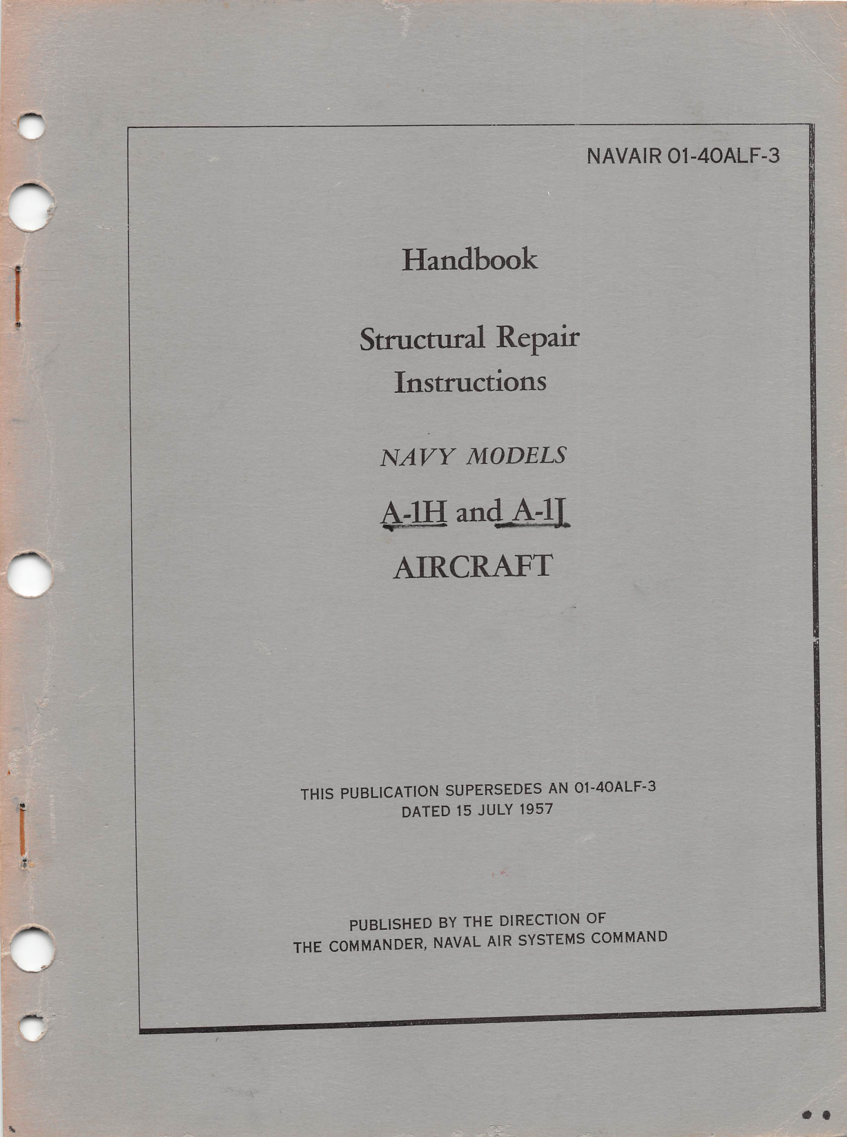 Sample page 1 from AirCorps Library document: Structural Repair Instructions for A-1H and A-1J