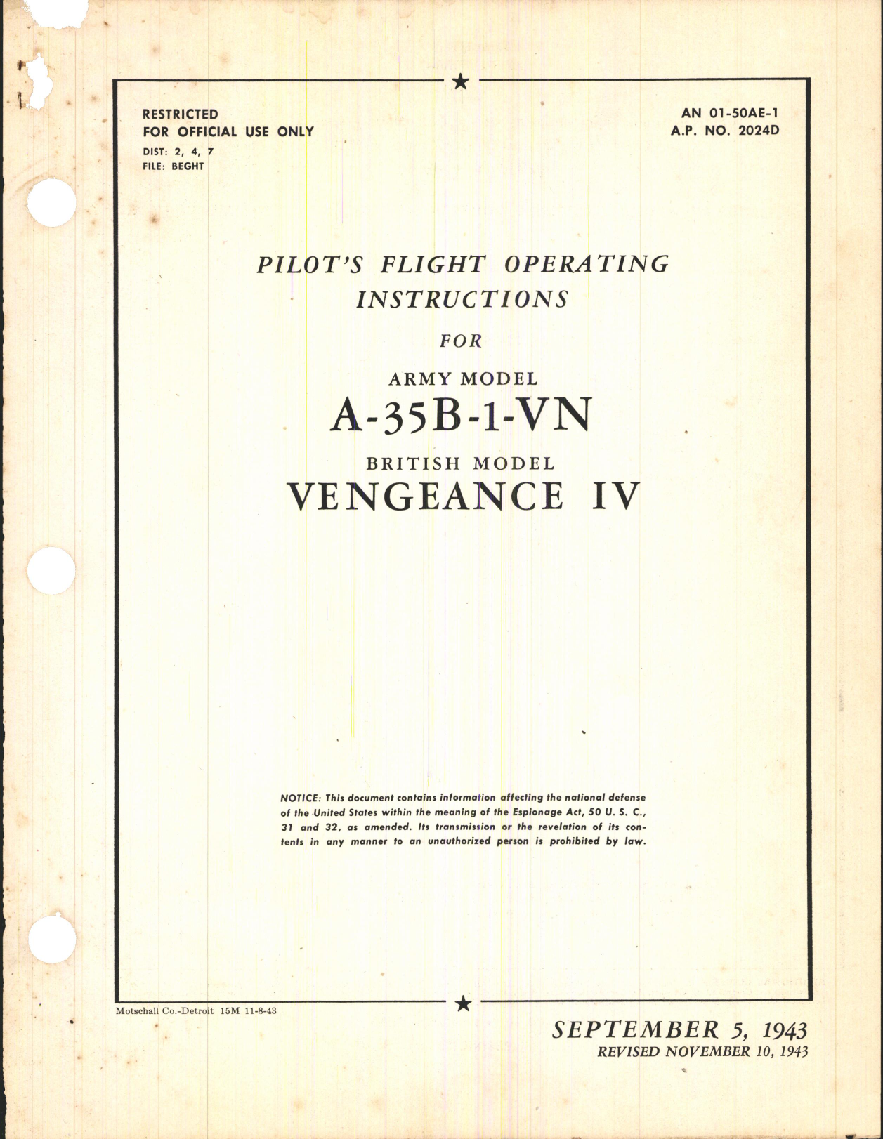 Sample page 1 from AirCorps Library document: Pilot's Flight Operating Instructions for A-35B-1-VN