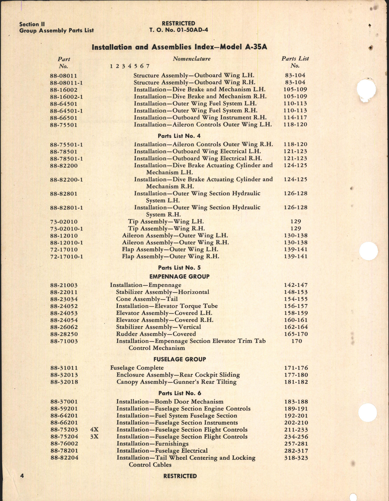 Sample page 6 from AirCorps Library document: Parts Catalog for A-35A Airplanes