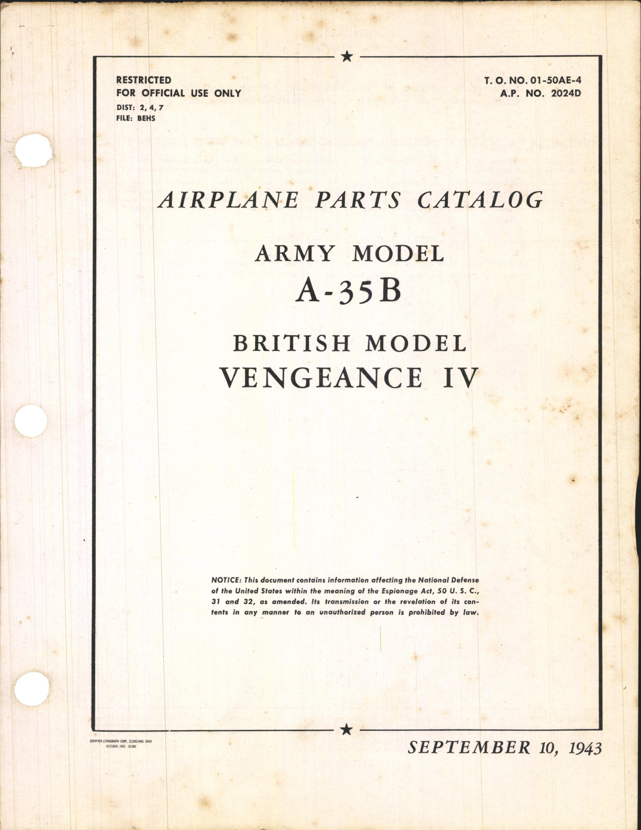Sample page 1 from AirCorps Library document: Parts Catalog for A-35B