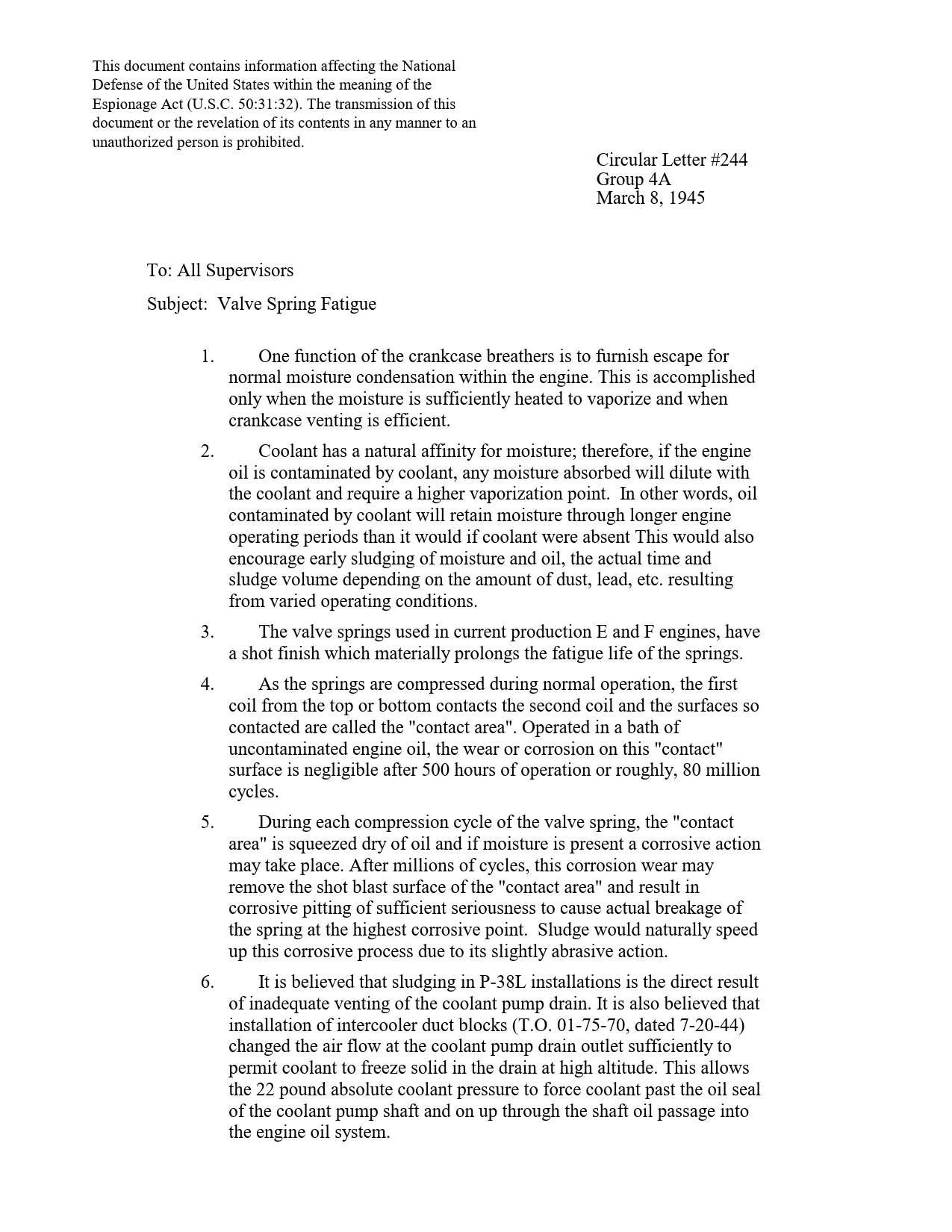 Sample page 1 from AirCorps Library document: Valve Spring Fatigue