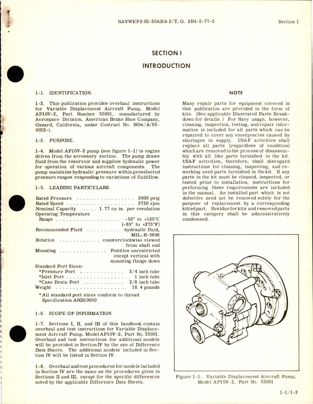 Sample page 5 from AirCorps Library document: Overhaul Instructions for Variable Displacement Aircraft Pump - Part 55001 - Model AP10V-2