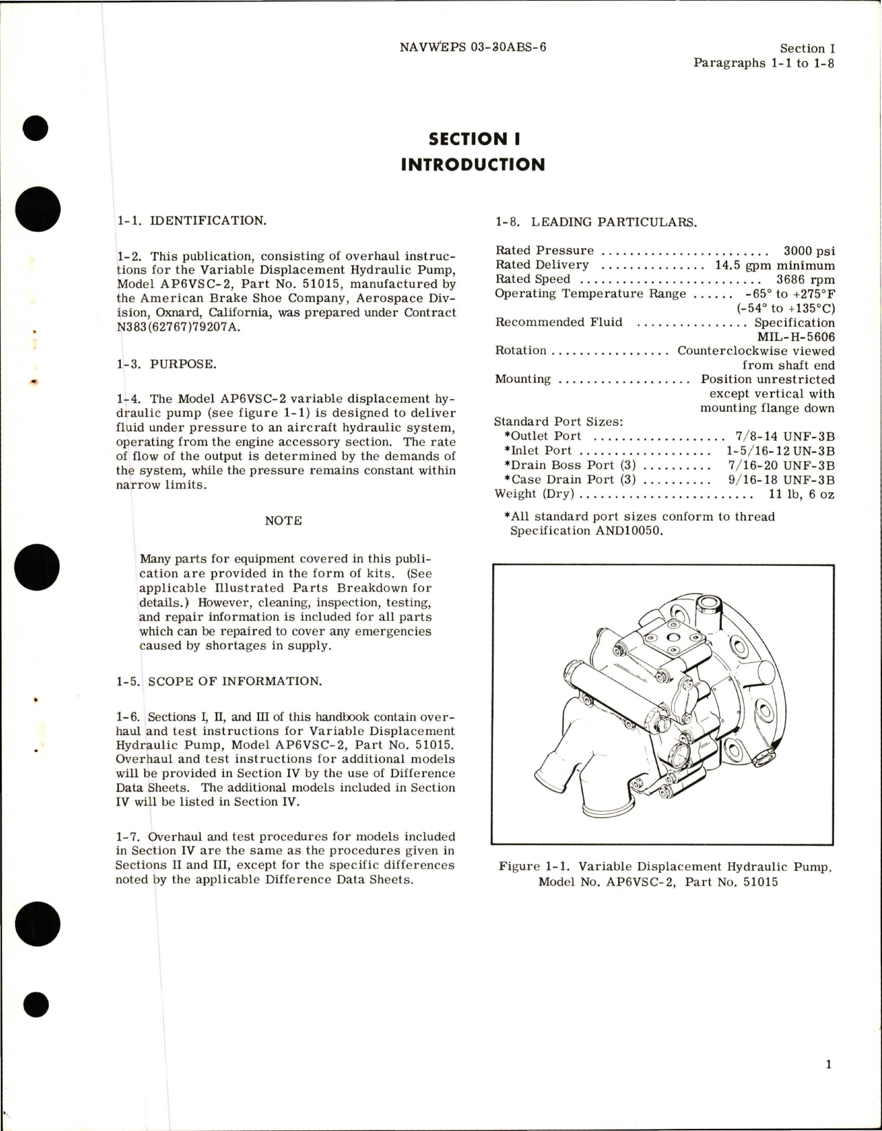 Sample page 5 from AirCorps Library document: Overhaul Instructions for Variable Displacement Hydraulic Pump - Model AP6VSC-2 - Part 51015