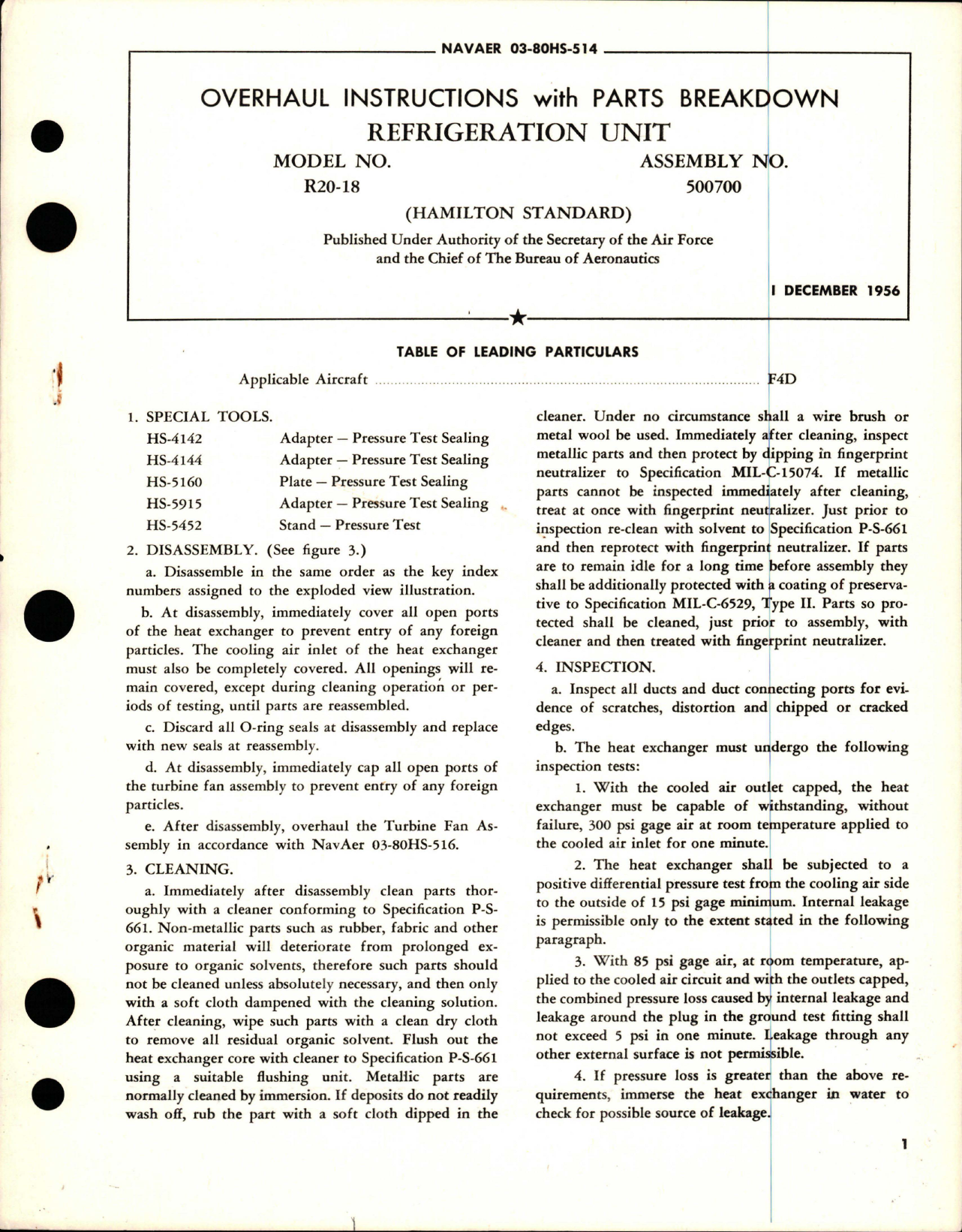 Sample page 1 from AirCorps Library document: Overhaul Instructions with Parts Breakdown - Model R20-18 - Assembly No. 500700 