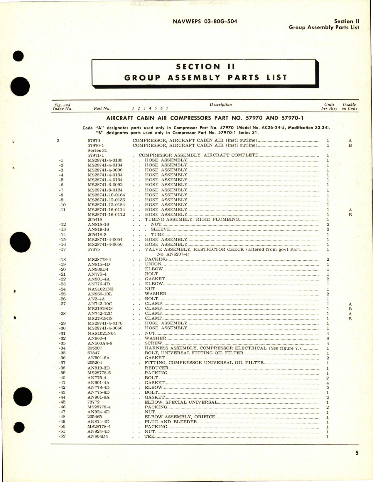 Sample page 9 from AirCorps Library document: Illustrated Parts Breakdown for Cabin Air Compressors - Parts 57970 and 57970-1