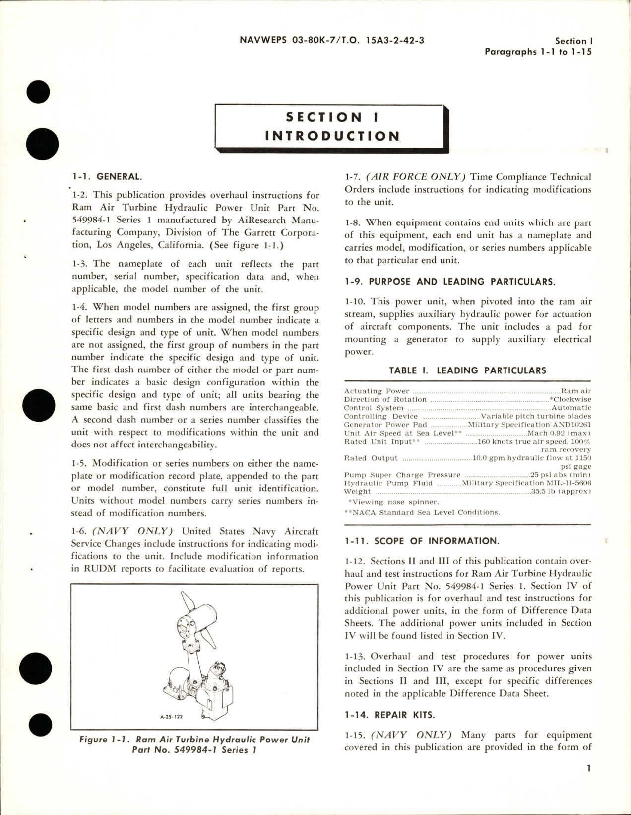 Sample page 5 from AirCorps Library document: Overhaul Instructions for Ram Air Turbine Hydraulic Power Unit - Part 549984-1
