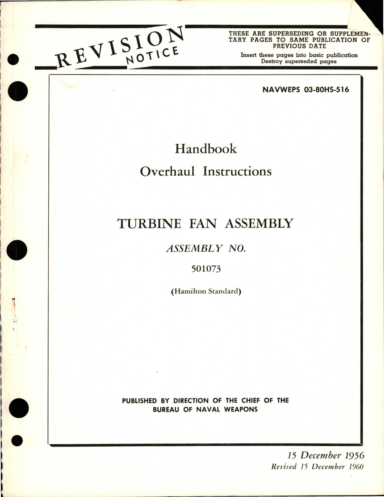 Sample page 1 from AirCorps Library document: Overhaul Instructions for Turbine Fan Assembly - 501073