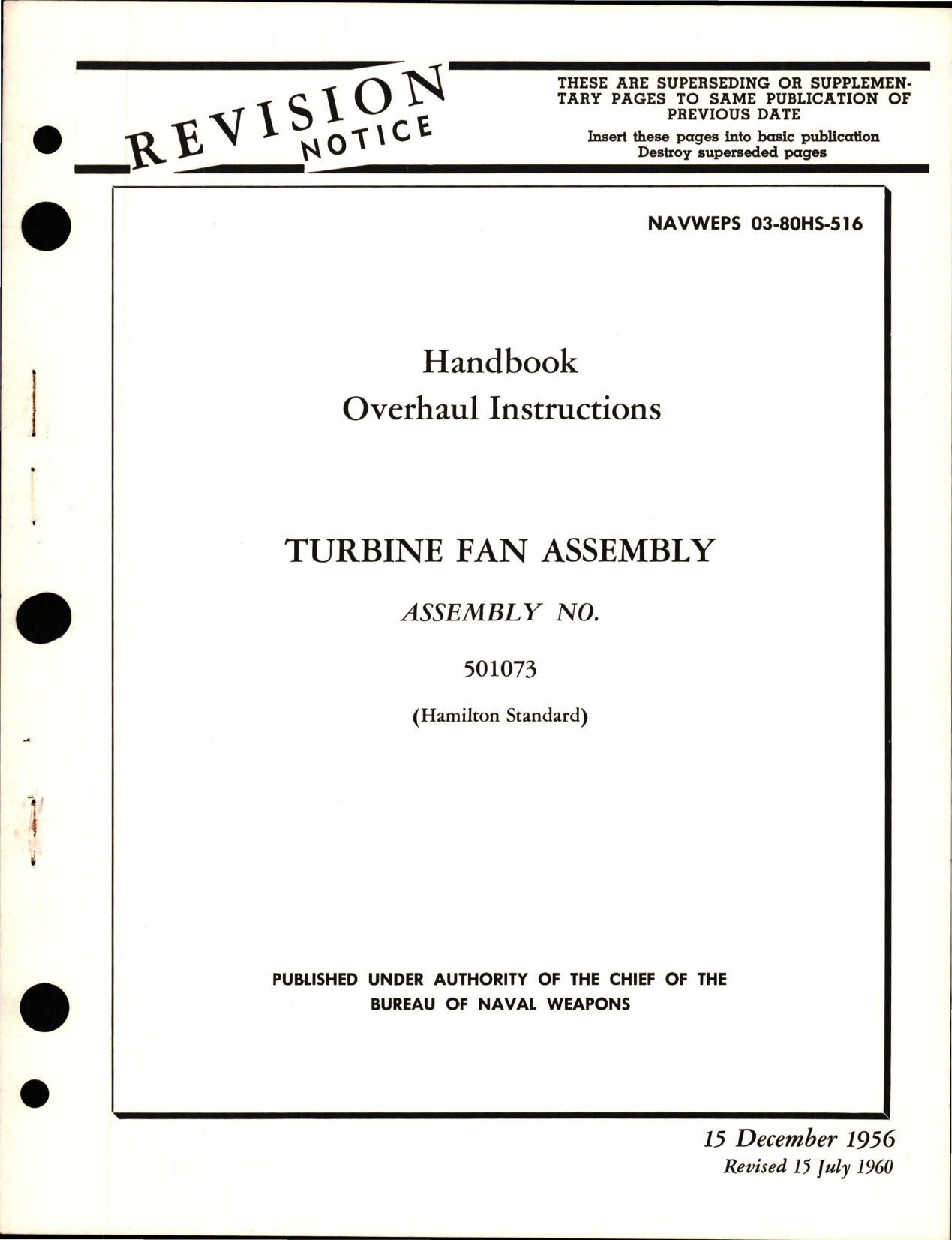 Sample page 1 from AirCorps Library document: Overhaul Instructions for Turbine Fan Assembly - 501073