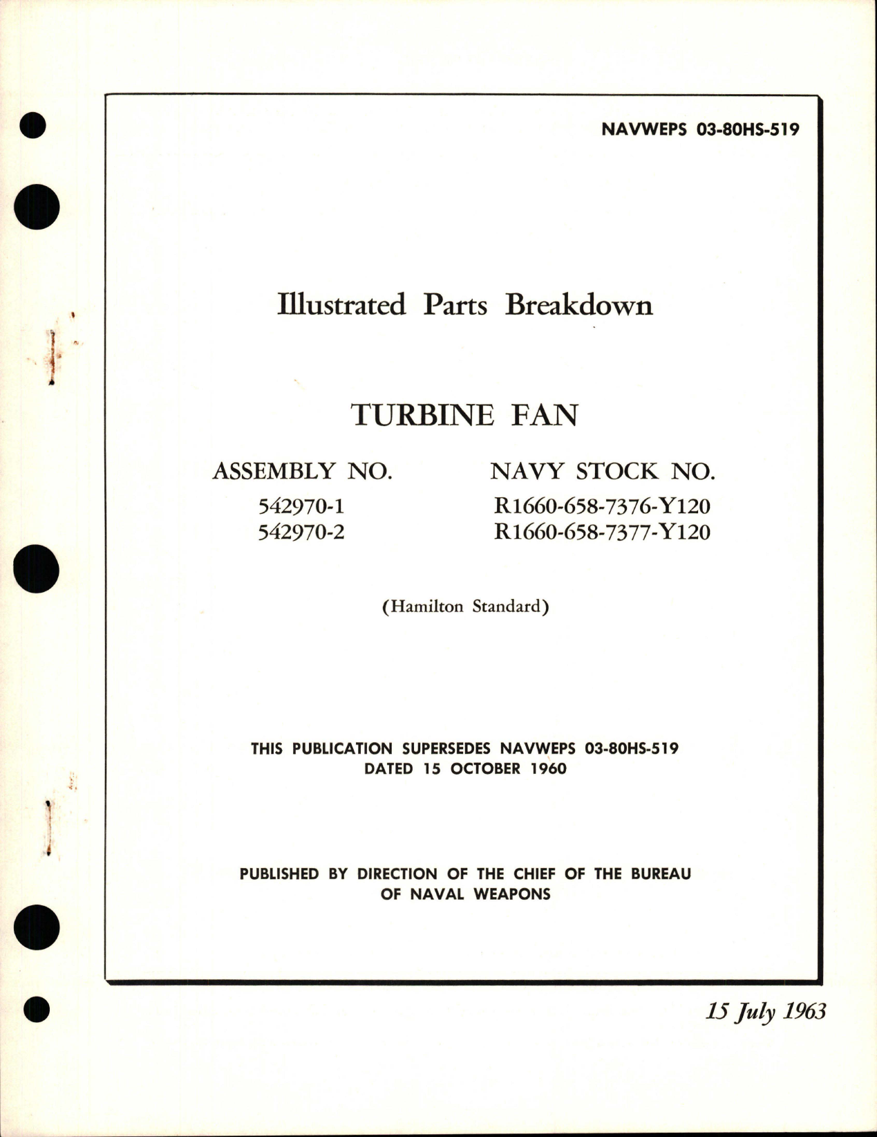 Sample page 1 from AirCorps Library document: Illustrated Parts Breakdown for Turbine Fan - Assemblies 542970-1 and 542970-2 