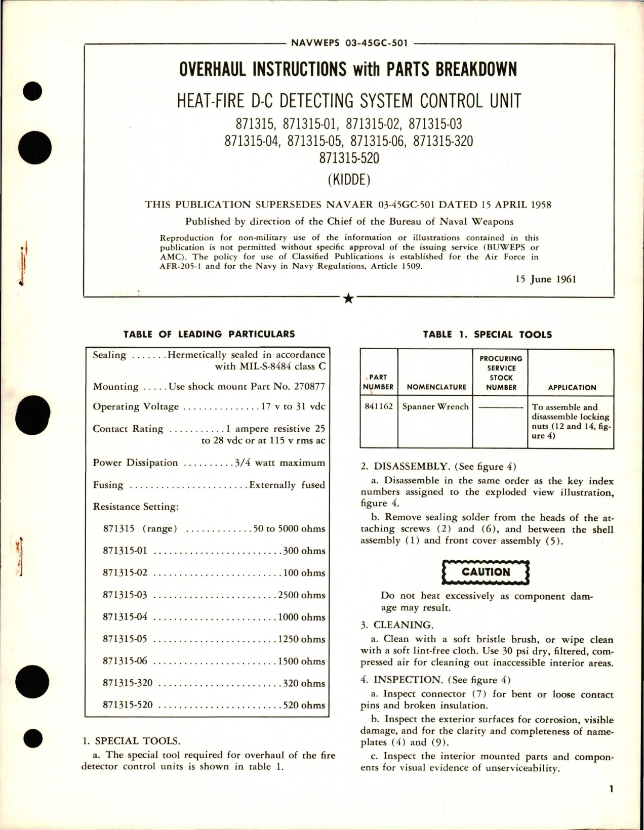 Sample page 1 from AirCorps Library document: Overhaul Instructions with Parts Breakdown for Heat-Fire D-C Detecting System Control Unit