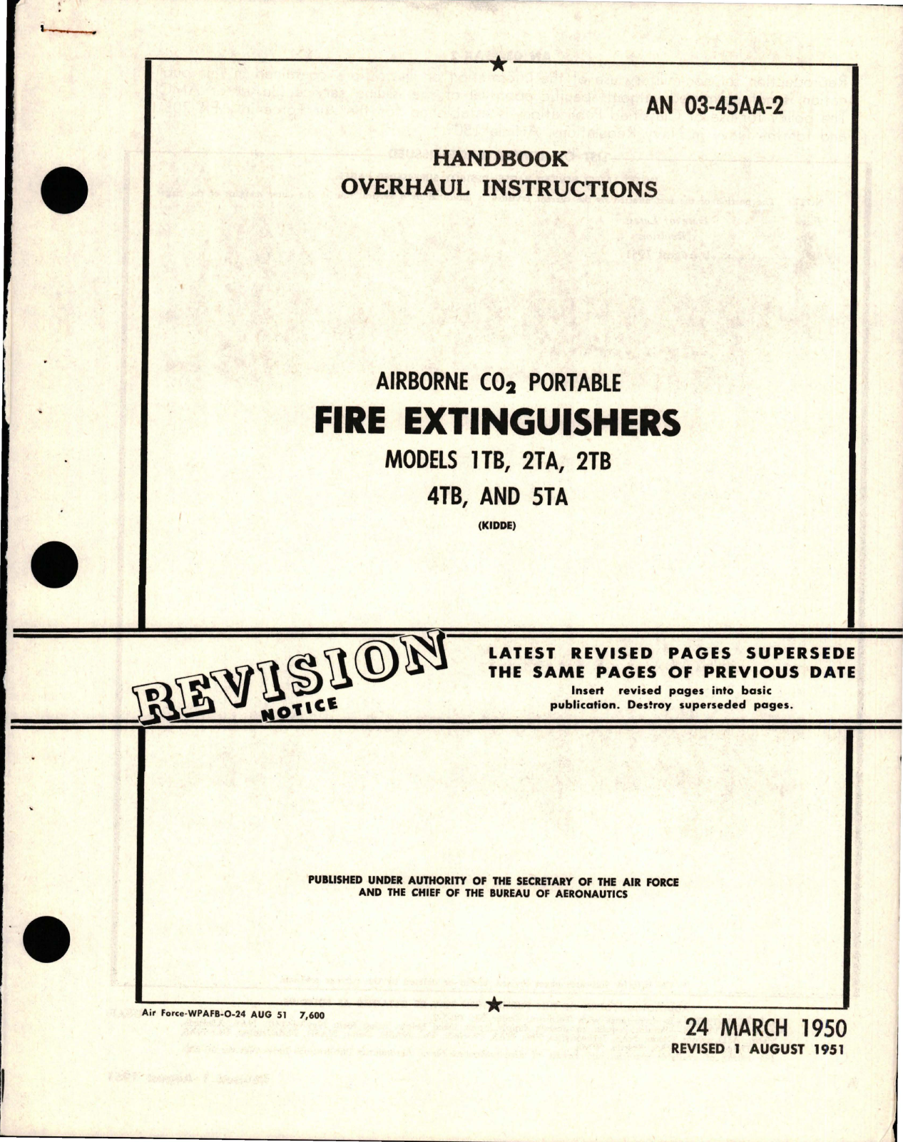 Sample page 1 from AirCorps Library document: Overhaul Instructions for CO2 Portable Fire Extinguishers - Models 1TB, 2TA, 2TB, 4TB, and 5TA