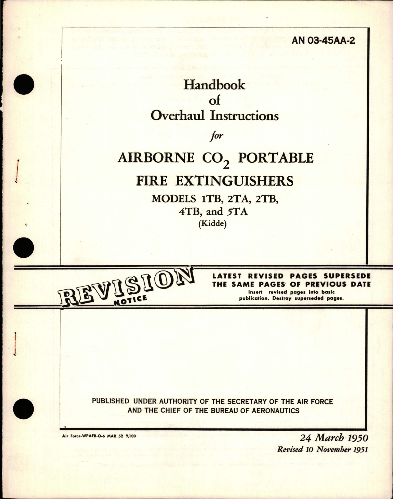 Sample page 1 from AirCorps Library document: Overhaul Instructions for CO2 Portable Fire Extinguishers - Models 1TB, 2TA, 2TB, 4TB, and 5TA