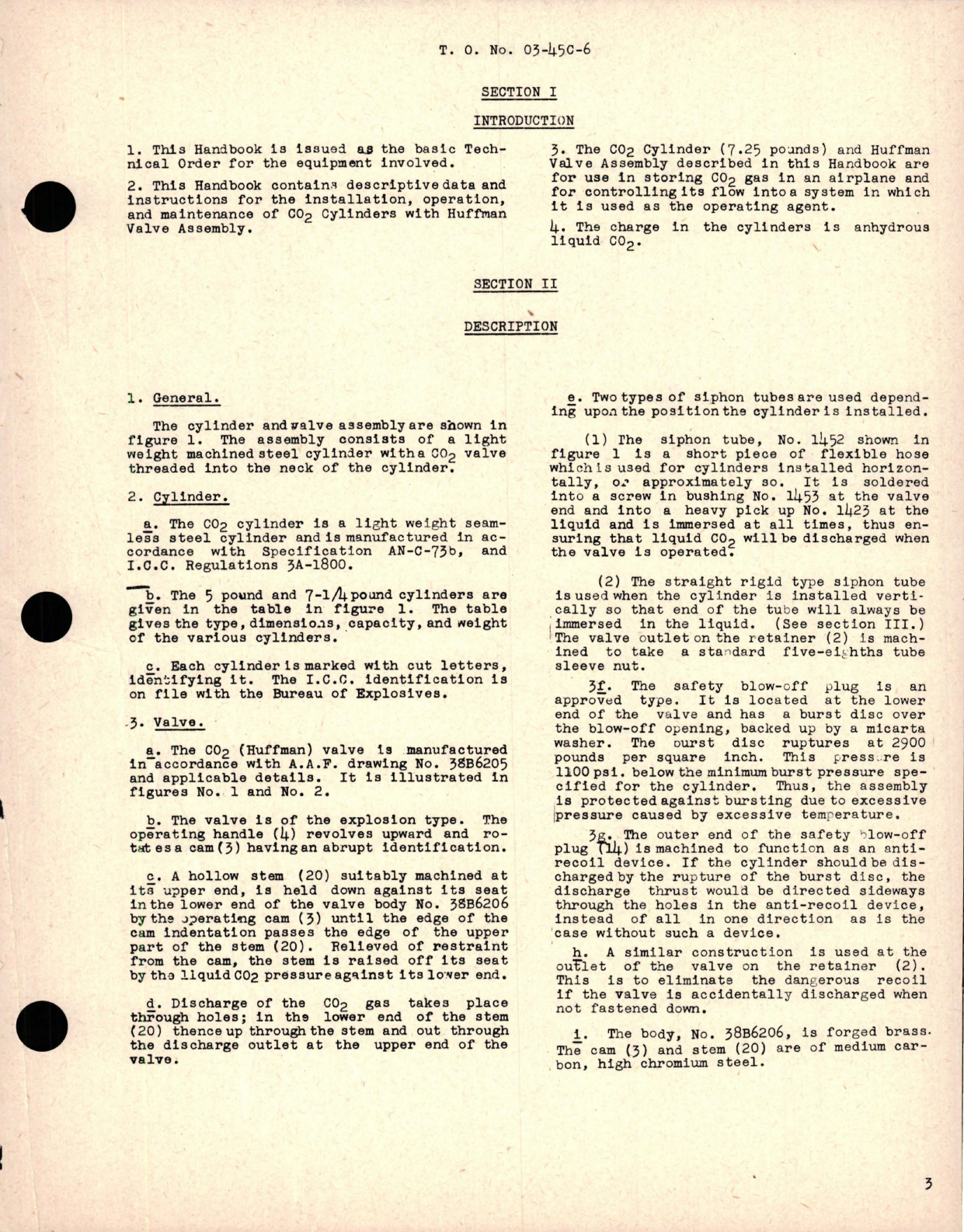 Sample page 5 from AirCorps Library document: Operation, Service and Overhaul Instructions with Parts Catalog for CO2 Cylinder & Valve Assembly 