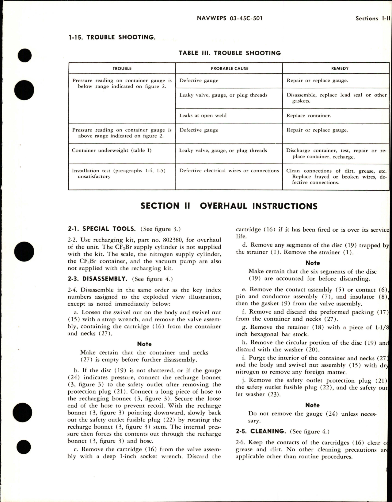 Sample page 5 from AirCorps Library document: Operation, Service and Overhaul Instructions with Parts Breakdown for CF3Br Container, Valve and Cartridge Assemblies
