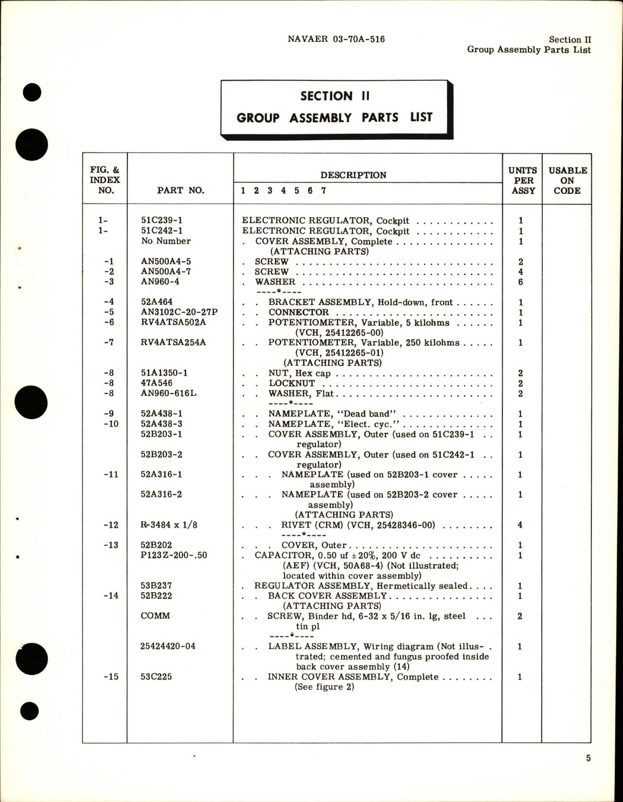 Sample page 7 from AirCorps Library document: Illustrated Parts Breakdown for Electronic Regulator - 51C239-1 and 51C242-1