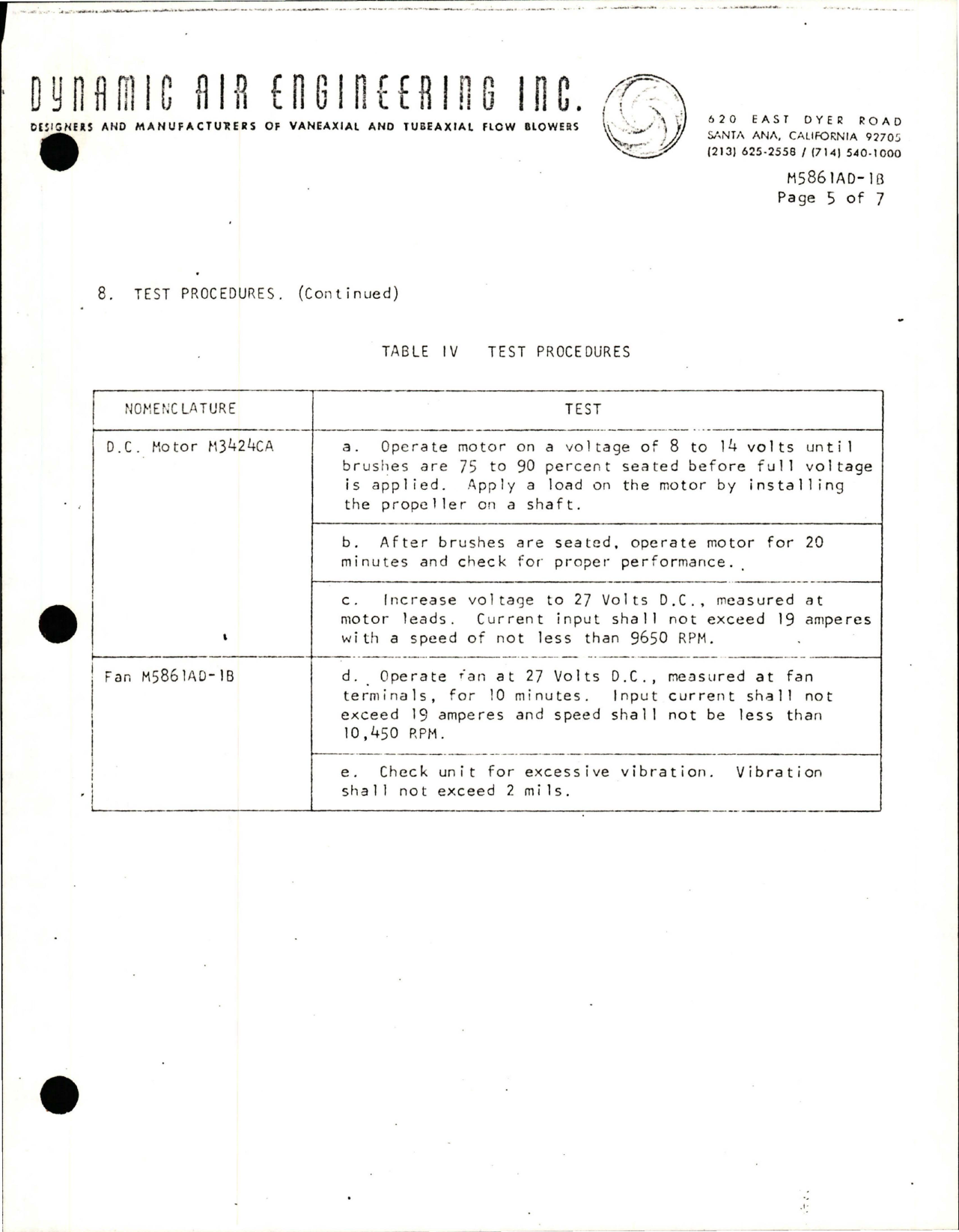 Sample page 5 from AirCorps Library document: Overhaul Instructions for Vaneaxial Fan - Part M5861AD-18 with Motor M3424CA