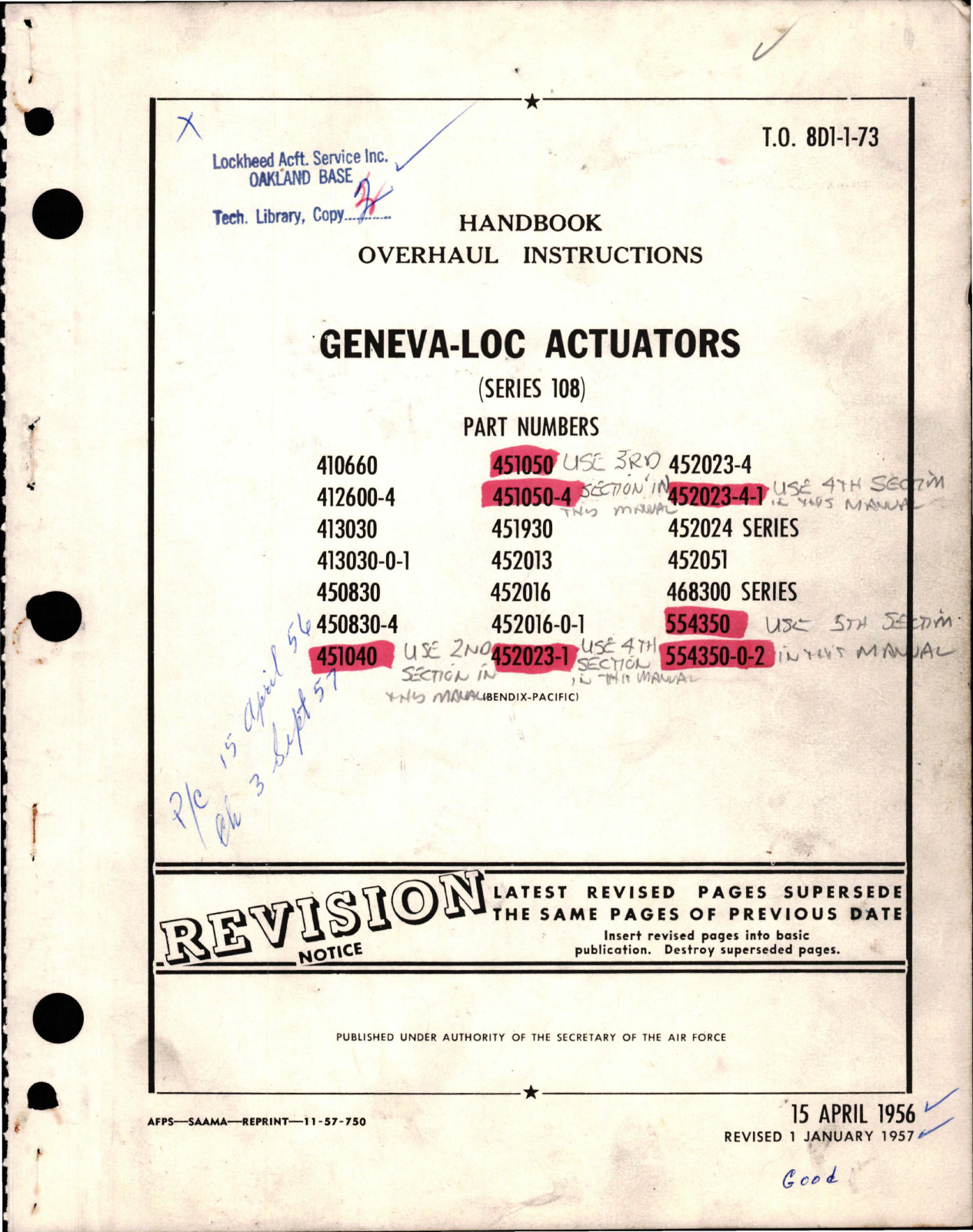 Sample page 1 from AirCorps Library document: Overhaul Instructions for Geneva-Loc Actuators - Series 108