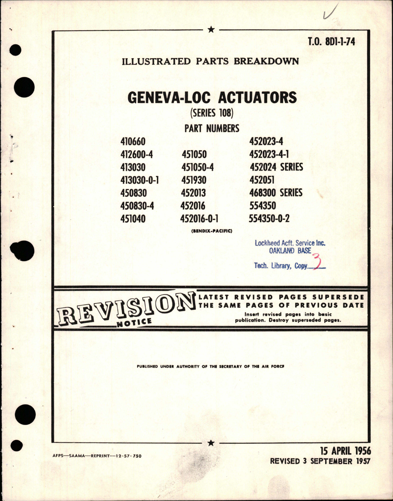 Sample page 1 from AirCorps Library document: Illustrated Parts Breakdown for Geneva-Loc Actuators - Series 108