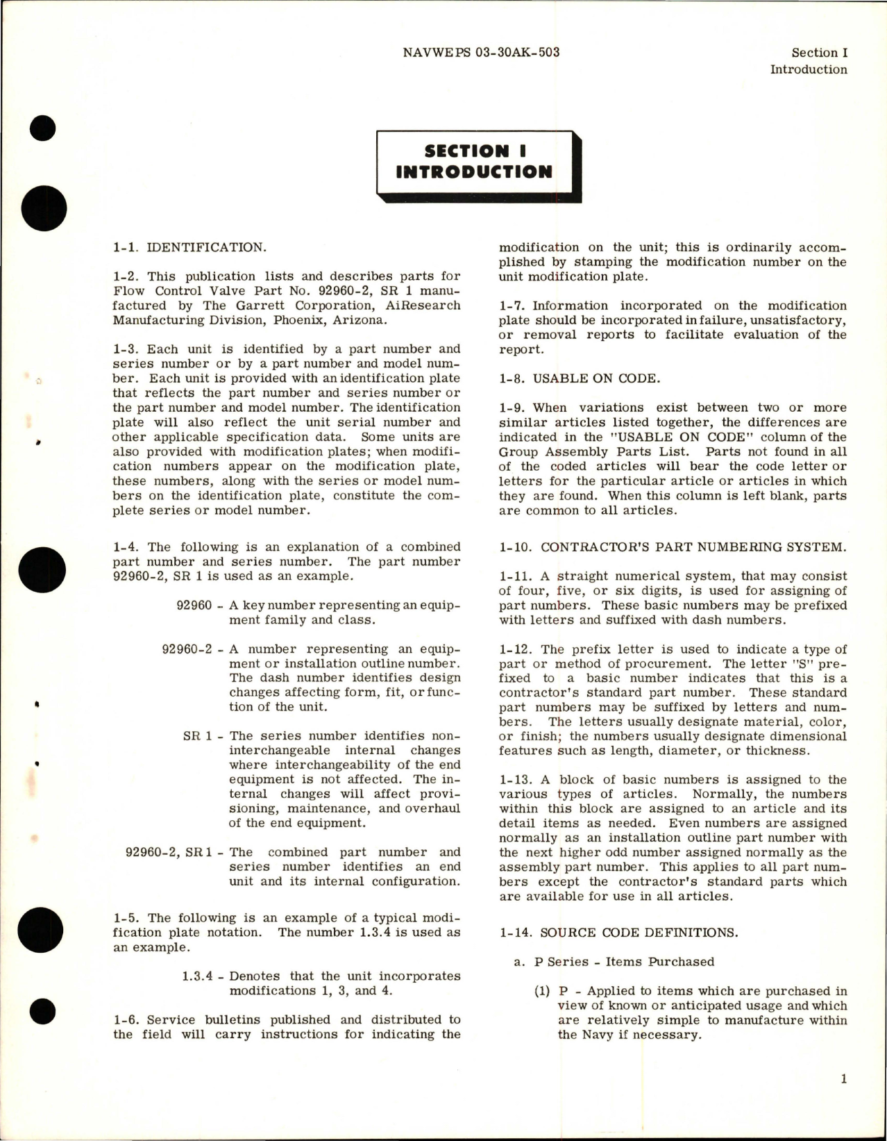 Sample page 5 from AirCorps Library document: Illustrated Parts Breakdown for Flow Control Valve - Part 92960-2 SR 1