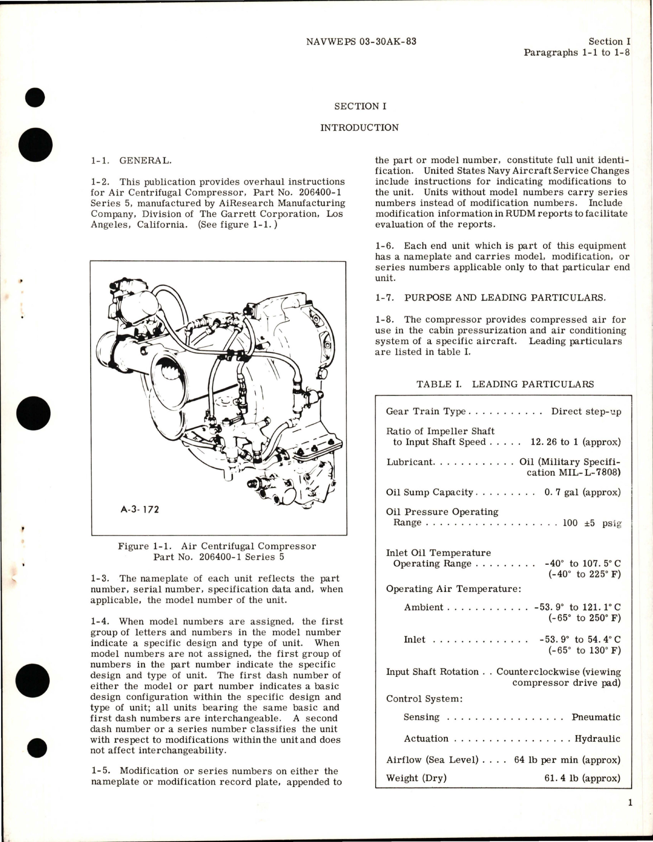 Sample page 5 from AirCorps Library document: Overhaul Instructions for Centrifugal Air Compressor - Parts 206400-1, 206400-1-6, 206400-1-7, and 206400-1-8