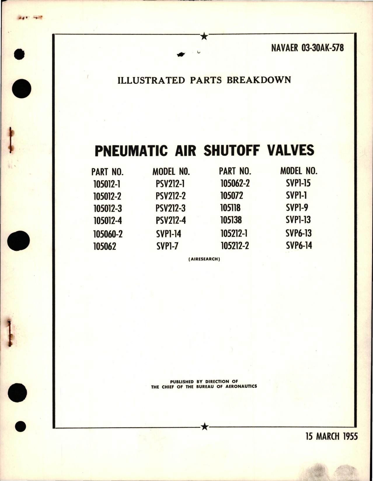 Sample page 1 from AirCorps Library document: Illustrated Parts Breakdown for Pneumatic Air Shutoff Valves 