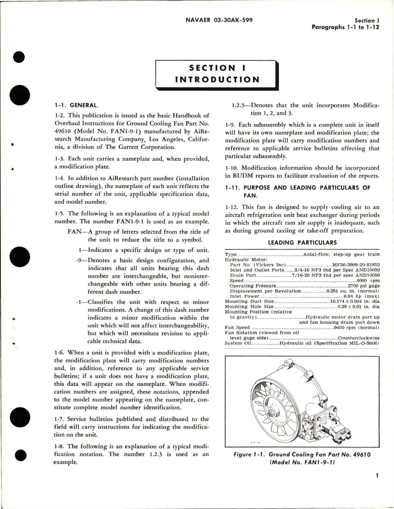 Sample page 5 from AirCorps Library document: Overhaul Instructions for Ground Cooling Fan - Part 49610 - Model FAN1-9