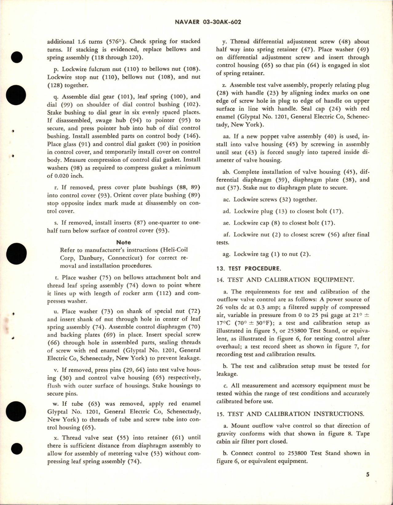 Sample page 5 from AirCorps Library document: Overhaul Instructions with Parts Breakdown for Cabin Air Pressure Outflow Valve - Part 102088-416 - Model OVC3-14-1 