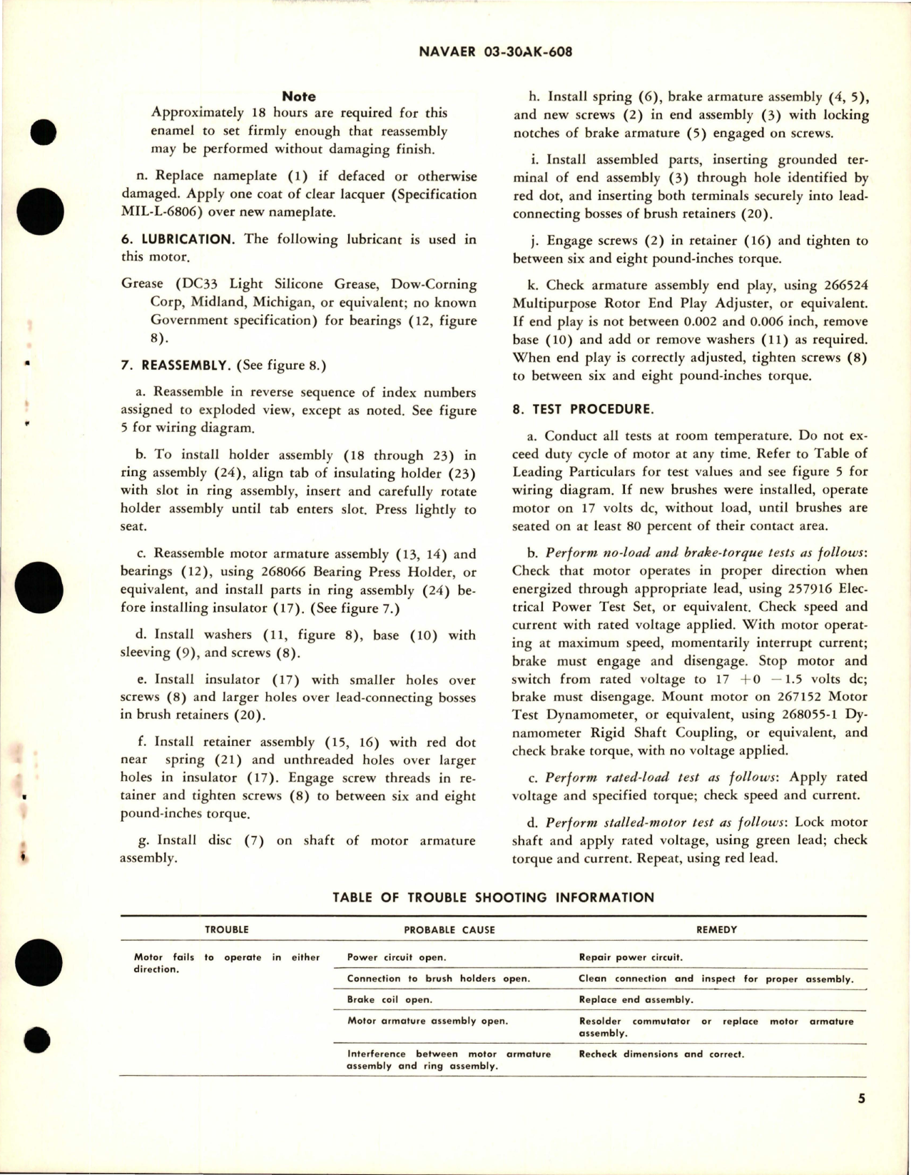 Sample page 5 from AirCorps Library document: Overhaul Instructions with Parts Breakdown for Direct-Current Motor - Part 36846 