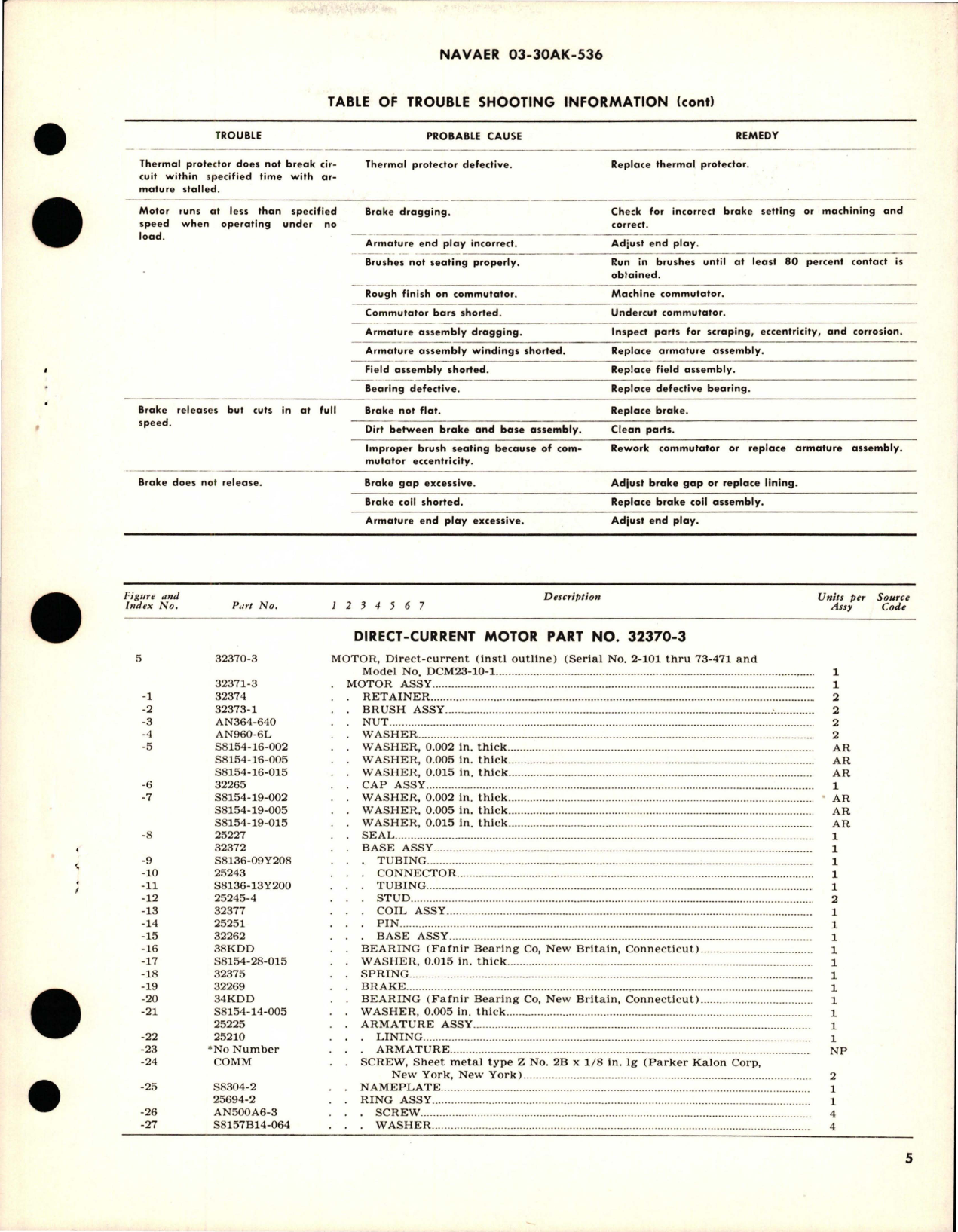 Sample page 5 from AirCorps Library document: Overhaul Instructions with Parts Breakdown for Direct-Current Motor - Part 32370-3 - Model DCM23-10