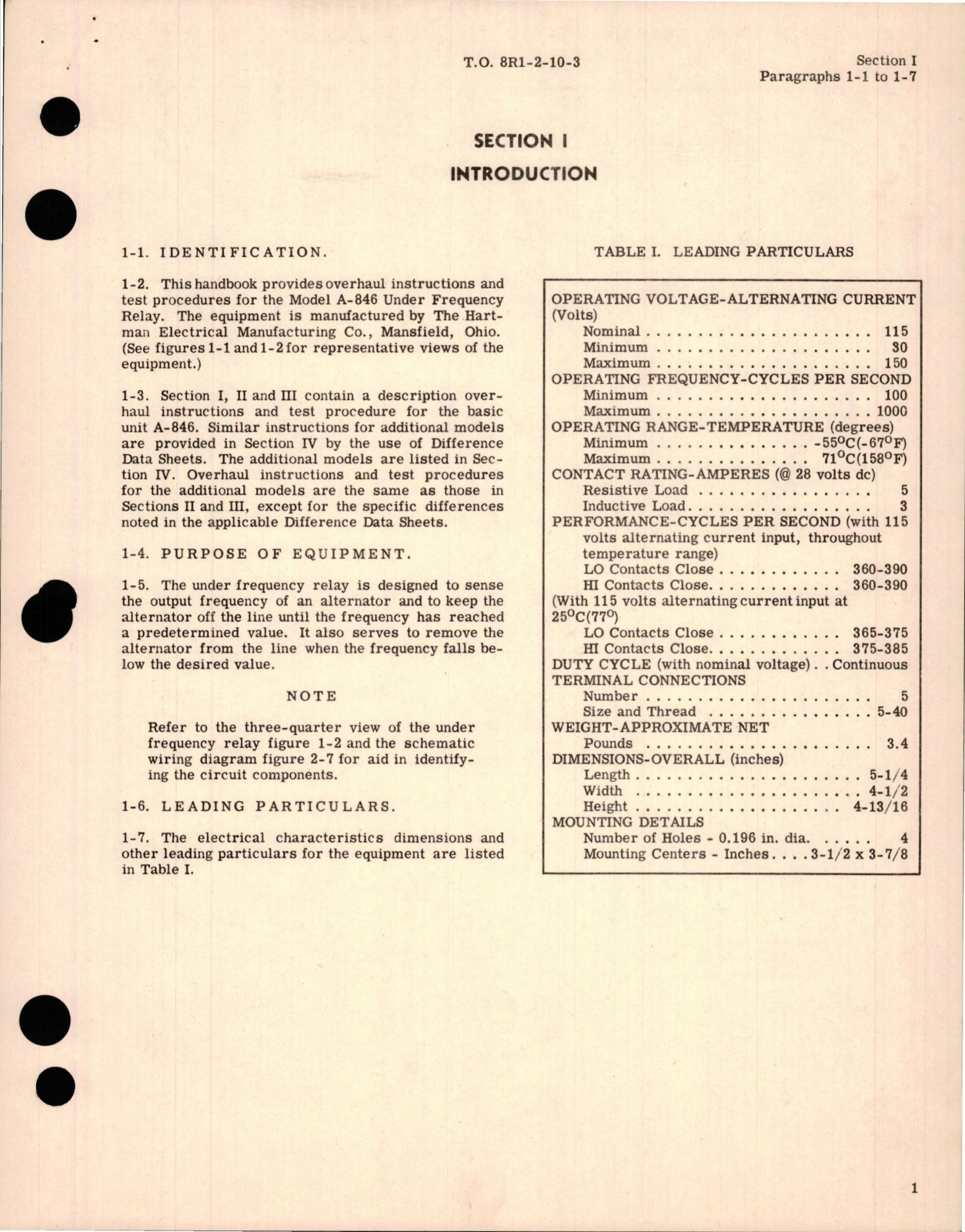 Sample page 5 from AirCorps Library document: Overhaul Manual for Frequency Relay