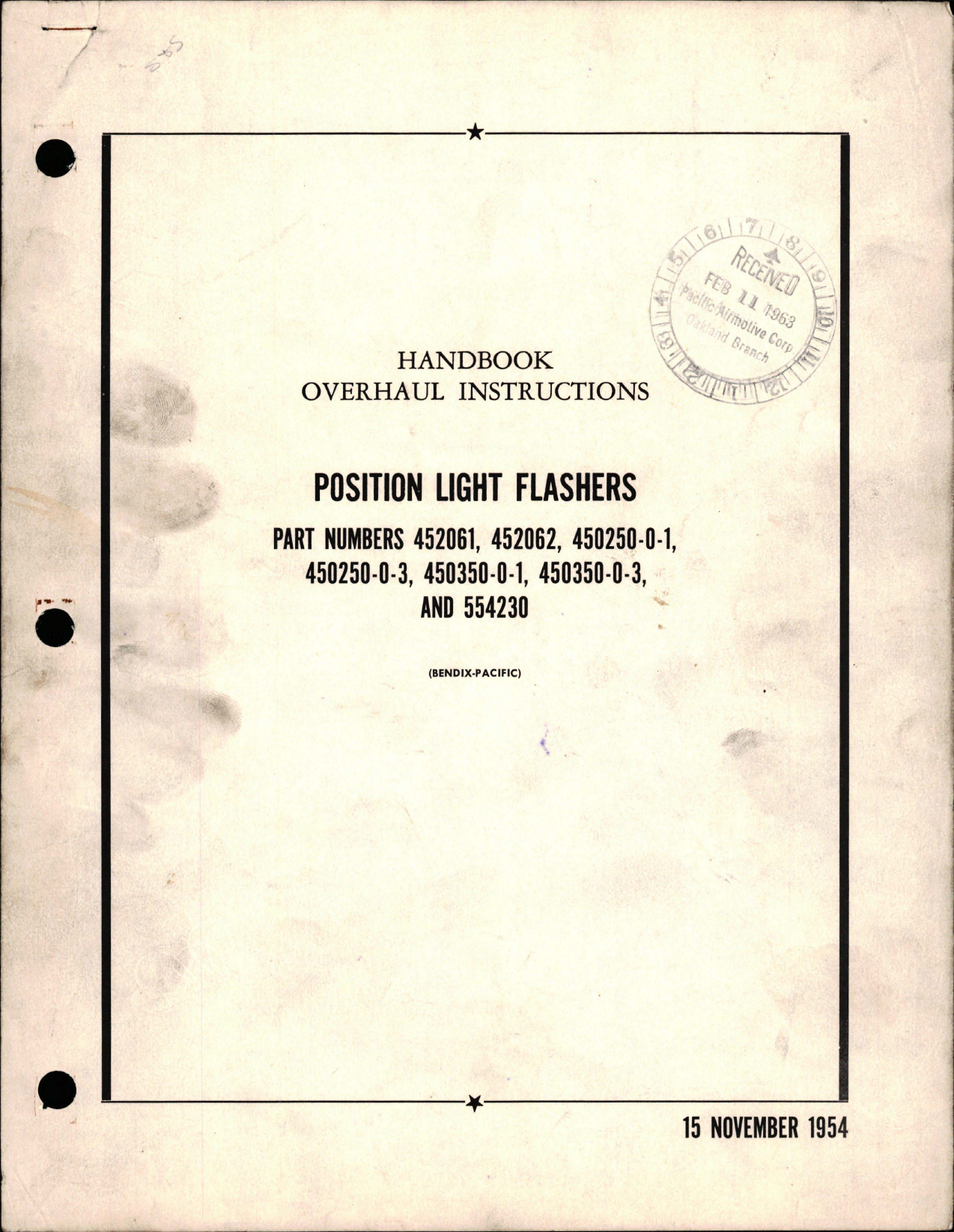 Sample page 1 from AirCorps Library document: Overhaul Instructions for Position Light Flashers 