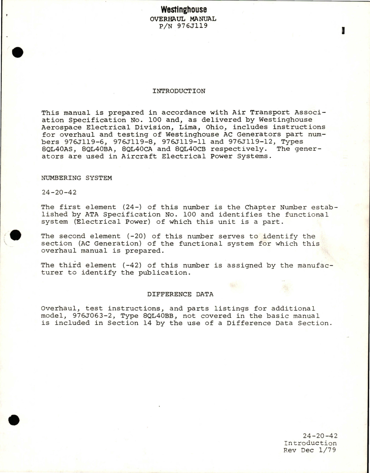 Sample page 7 from AirCorps Library document: Overhaul Manual for AC Generator 