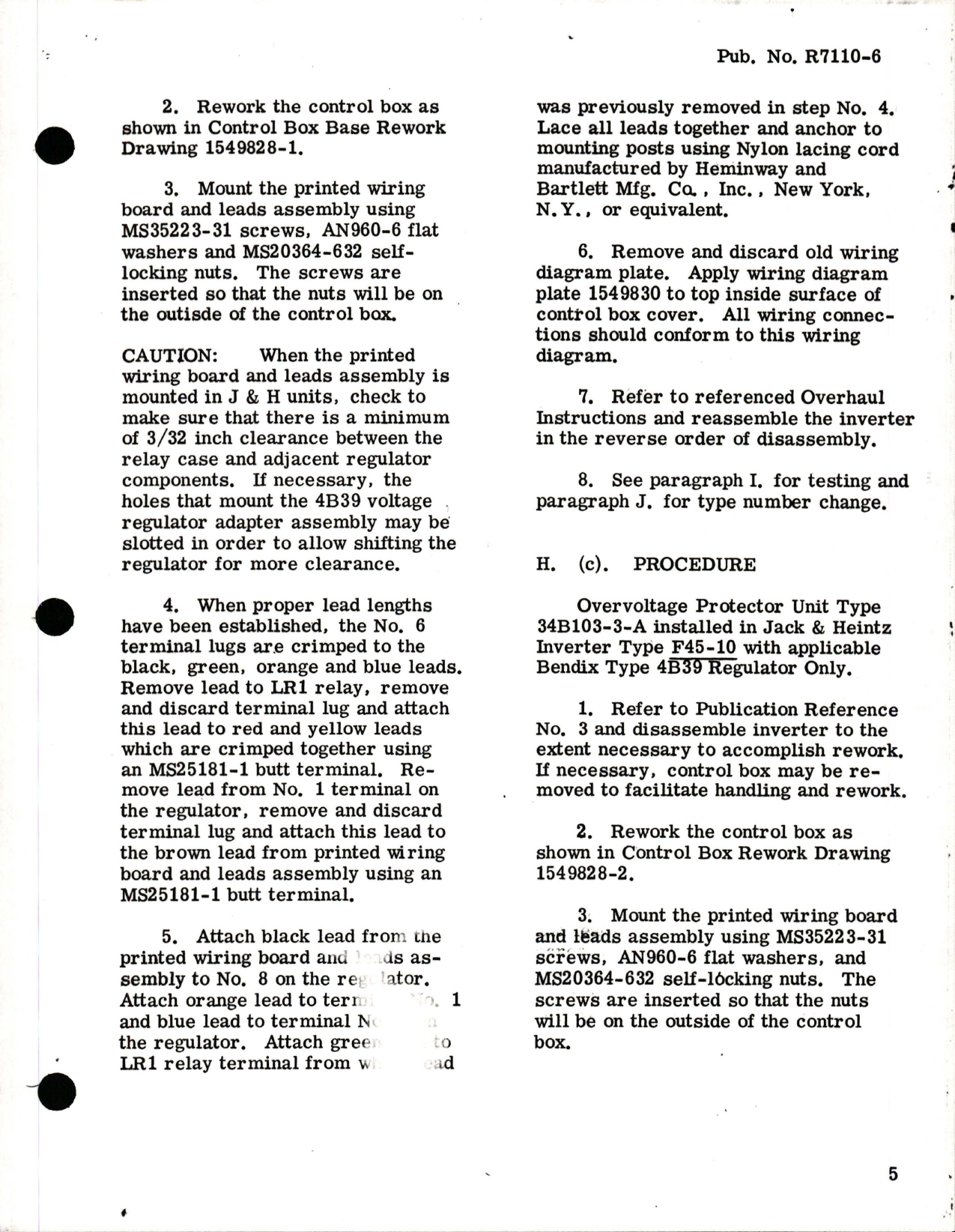 Sample page 5 from AirCorps Library document: Installation of Bendix Types 34B103-1A, 34B103-2-A, 34B103-3-A, 34B103-4-A, and 34B103-18-A Overvoltage Protector Unit for Electric Power Inverter