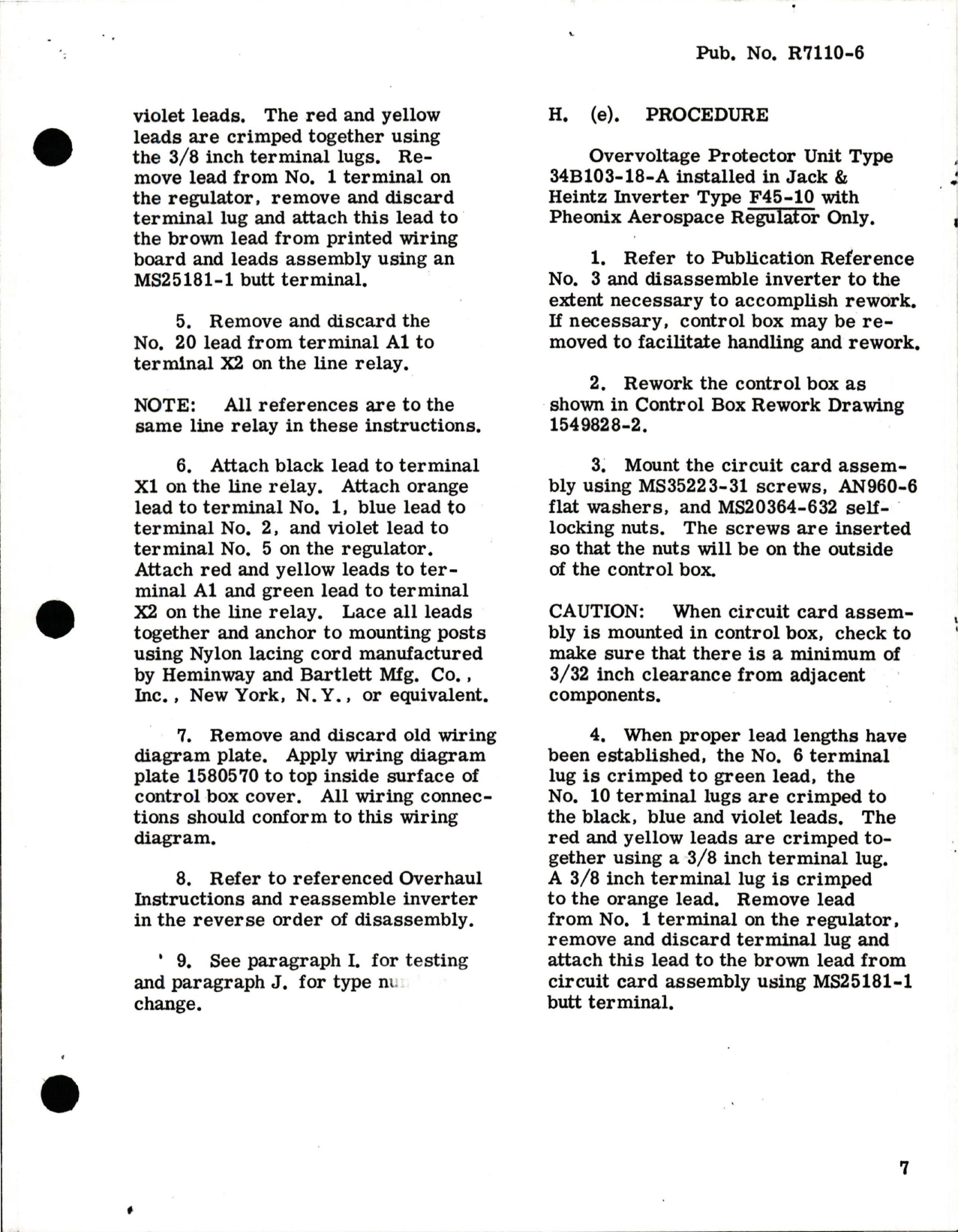 Sample page 7 from AirCorps Library document: Installation of Bendix Types 34B103-1A, 34B103-2-A, 34B103-3-A, 34B103-4-A, and 34B103-18-A Overvoltage Protector Unit for Electric Power Inverter
