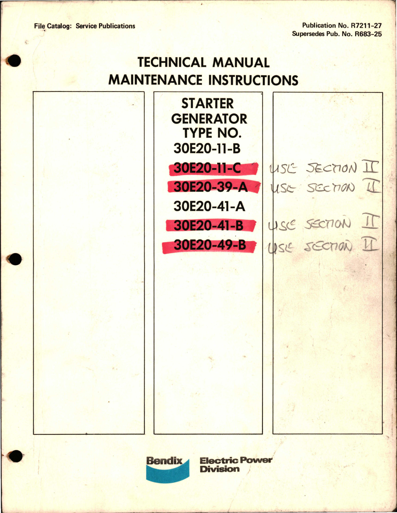 Sample page 1 from AirCorps Library document: Maintenance Instructions for Starter Generator - Type 30E20-11-B 