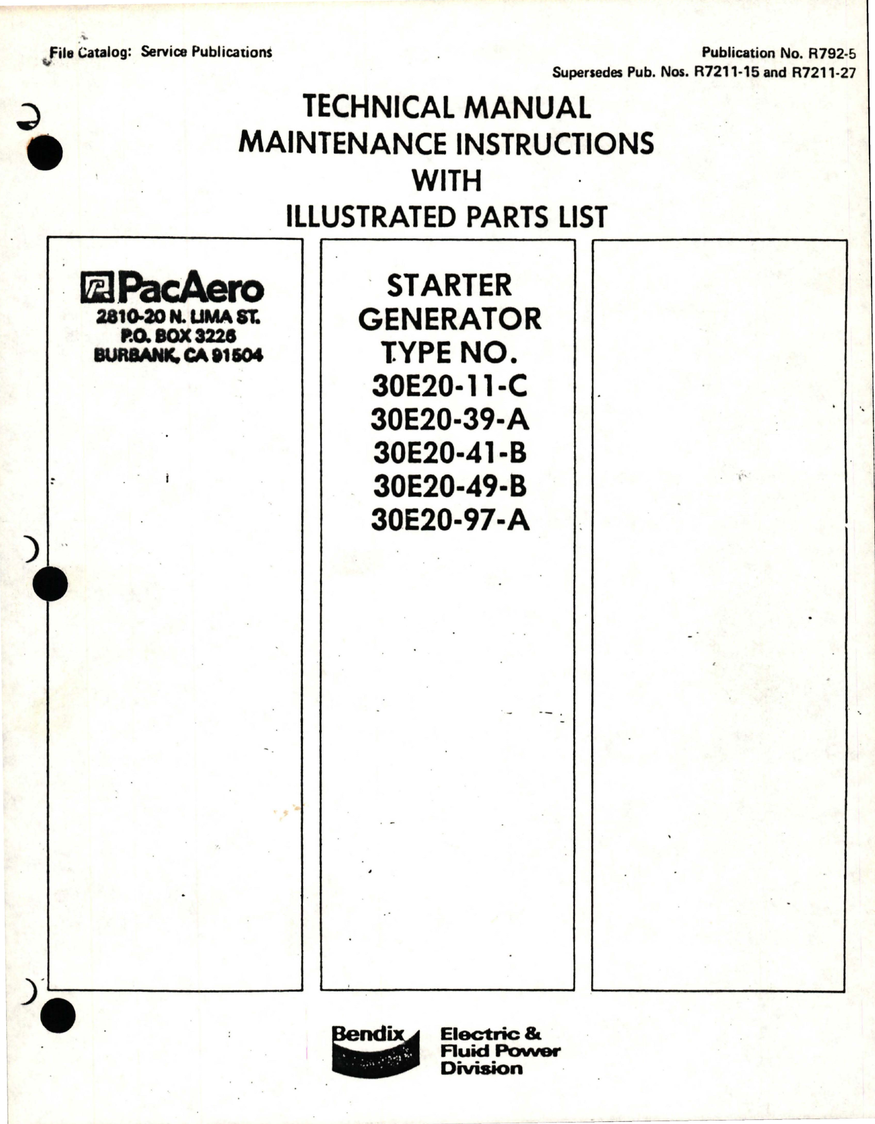 Sample page 1 from AirCorps Library document: Maintenance Instructions with Illustrated Parts List for Starter Generator - Types 30E20-11-C, 30E20-39-A, 30E20-41-B, 30E20-49-B, and 30E20-97-A 