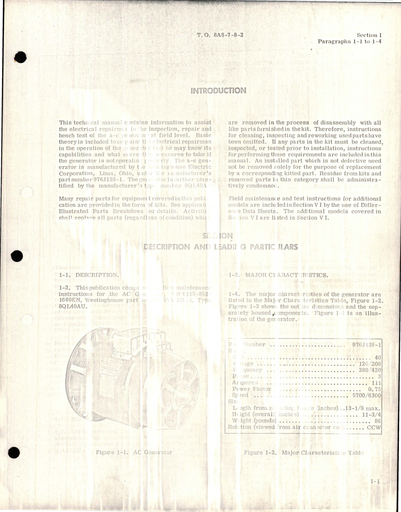 Sample page 5 from AirCorps Library document: Field Maintenance Instructions for A-C Generator - Parts 976J012-3, 976J119-7, 976J119-8, and 976J128-1 