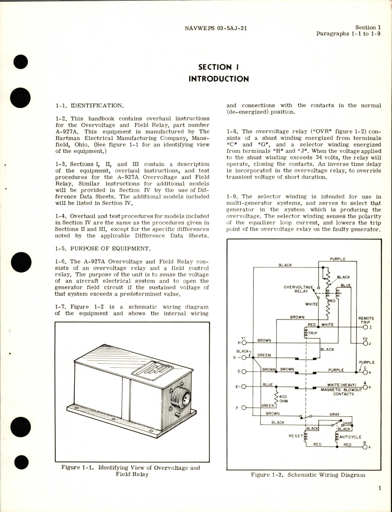 Sample page 5 from AirCorps Library document: Overhaul Instructions for Overvoltage and Field Relay - Part A-927A 