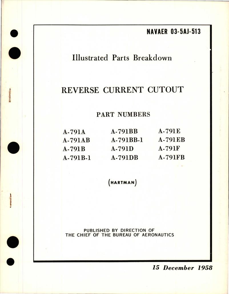 Current Top Part Illustrated Parts Breakdown for Reverse Current Cutout - AirCorps Library