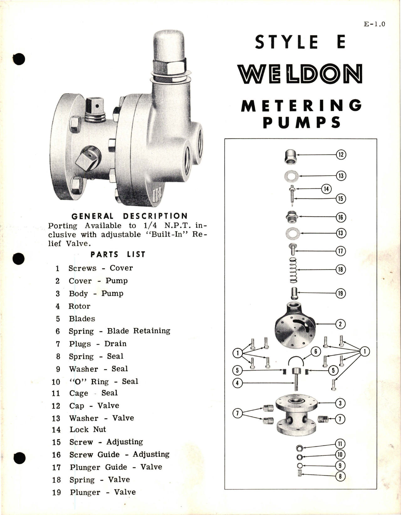 Sample page 5 from AirCorps Library document: Weldon Fluid Metering Pumps - Style E