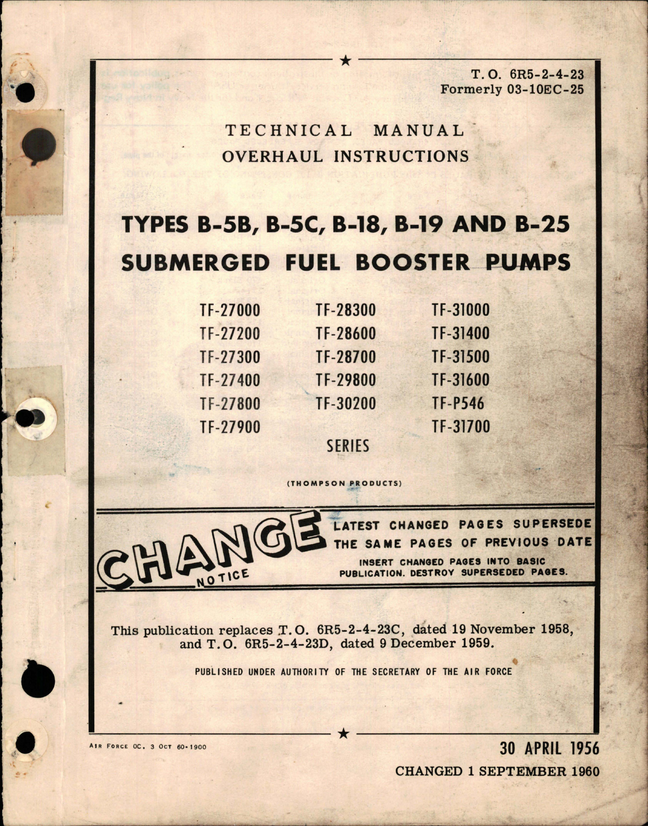 Sample page 1 from AirCorps Library document: Overhaul Instructions for Submerged Fuel Booster Pumps - Types B-5B, B-5C, B-18, B-19, and B-25 