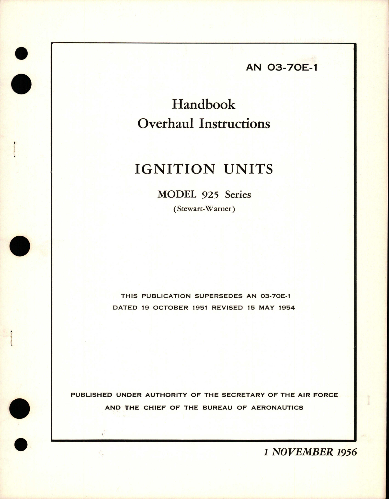 Sample page 1 from AirCorps Library document: Overhaul Instructions for Ignition Units - Model 925 Series