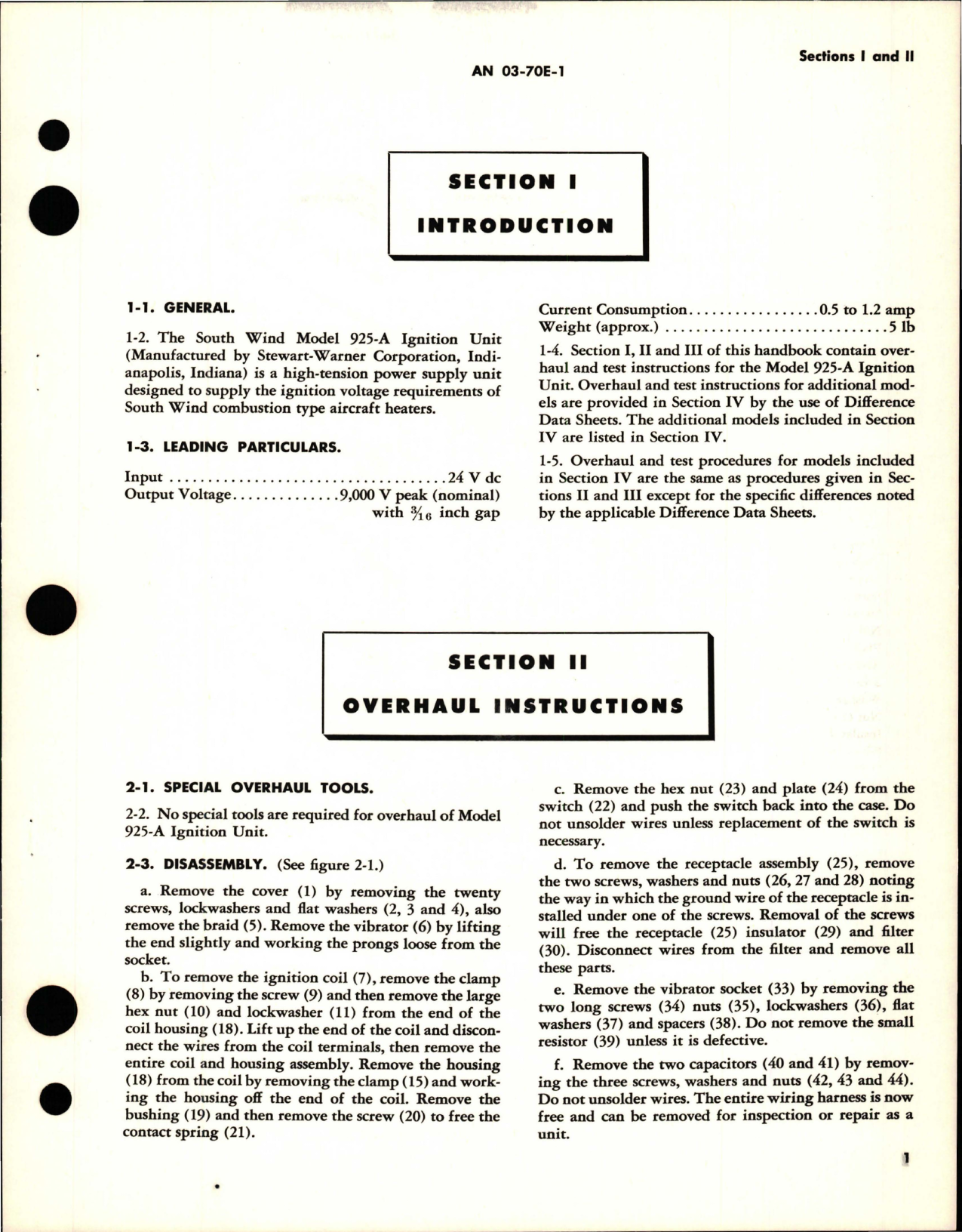 Sample page 5 from AirCorps Library document: Overhaul Instructions for Ignition Units - Model 925 Series