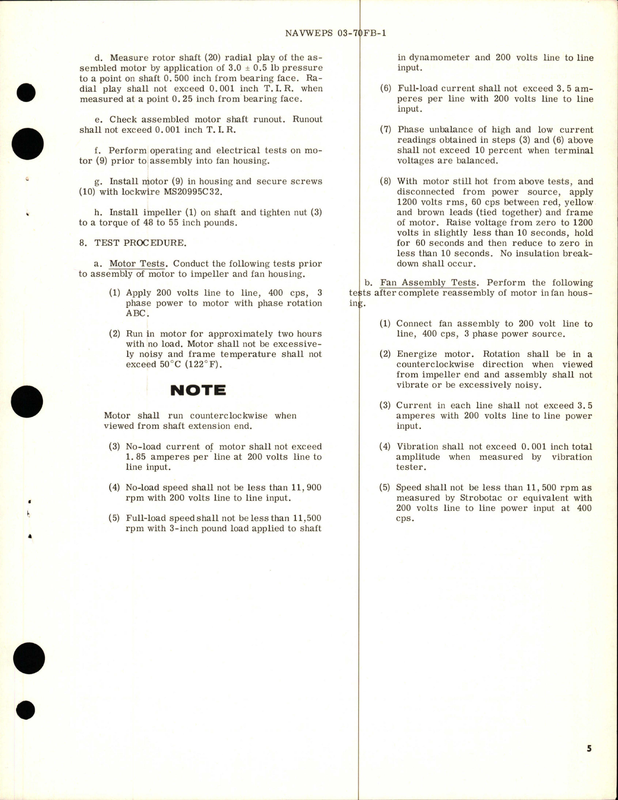 Sample page 5 from AirCorps Library document: Overhaul Instructions with Parts Breakdown for Ventilating Air Fan - R-2879-1 